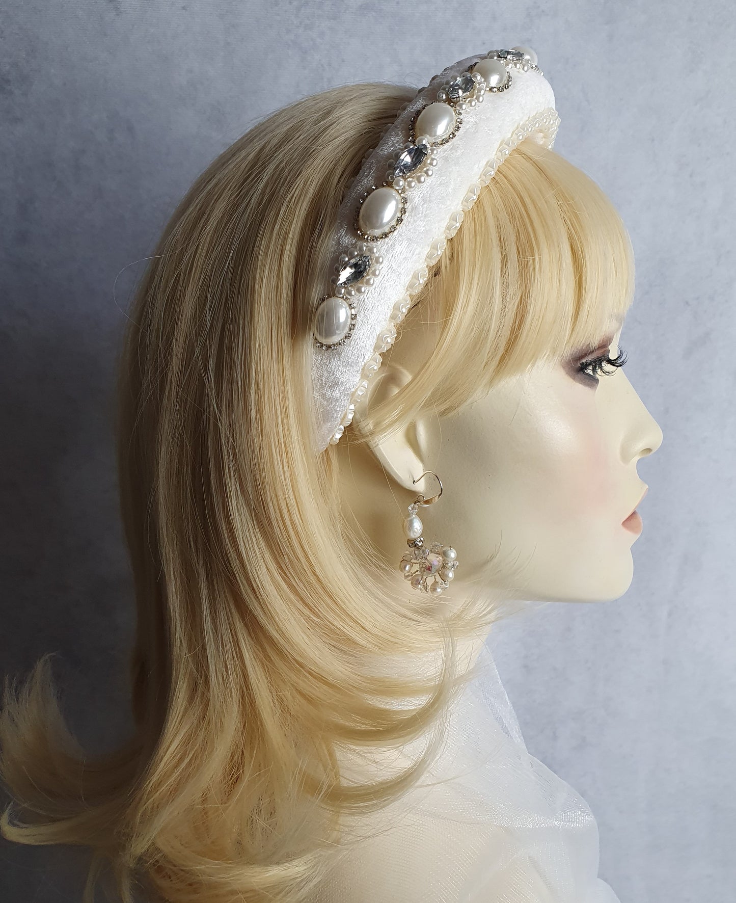 Handgemaakte hoofdband met parels en fluweel, elegante accessoire voor bruidsmeisje, hoofdband voor speciale gelegenheden
