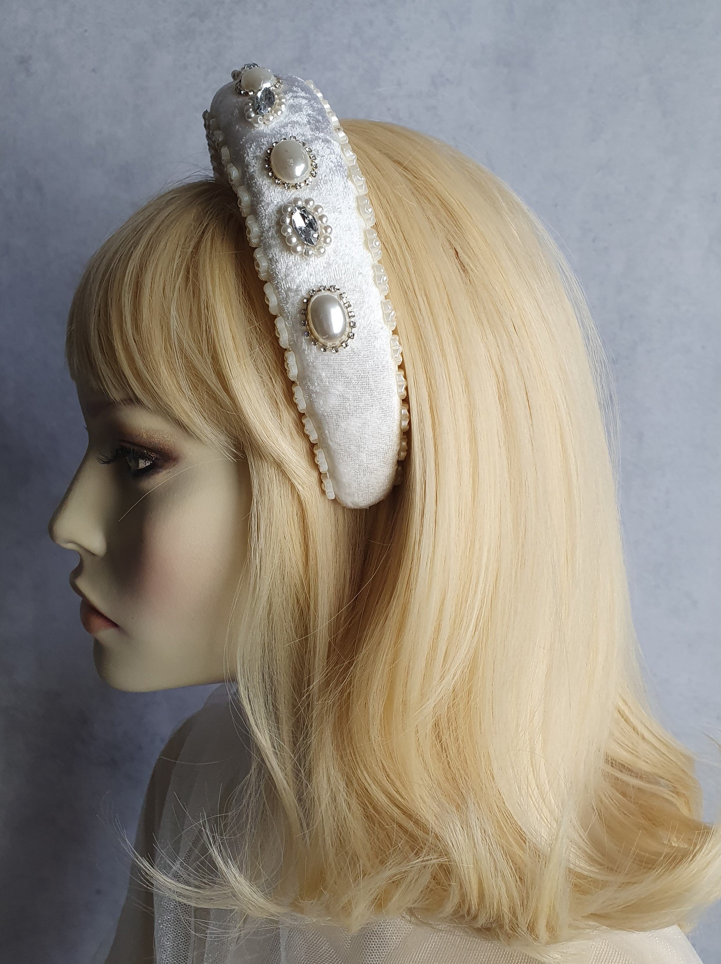 Handgemaakte hoofdband met parels en fluweel, elegante accessoire voor bruidsmeisje, hoofdband voor speciale gelegenheden