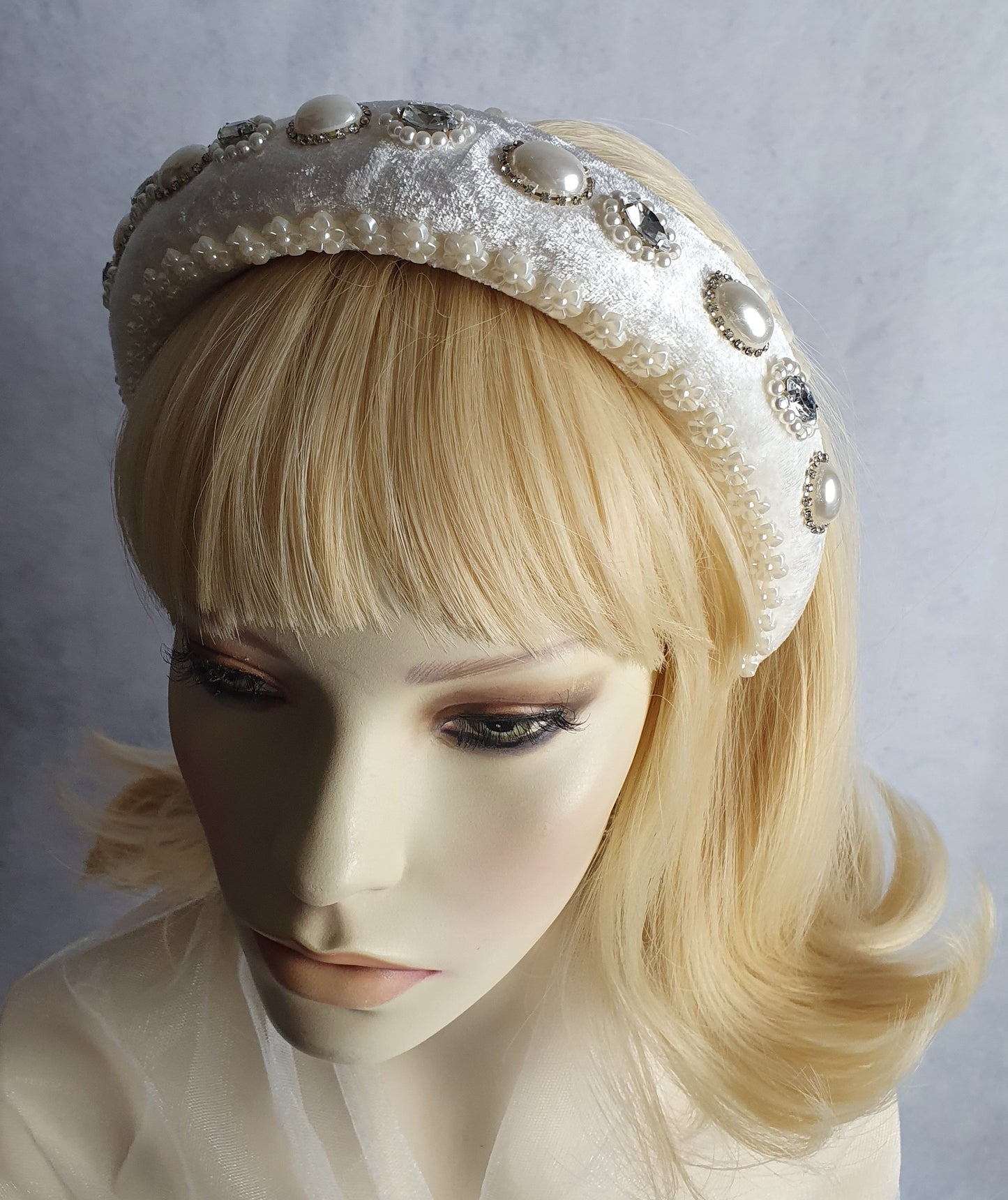 Handgemaakte hoofdband met parels en fluweel, elegante accessoire voor bruidsmeisje, hoofdband voor speciale gelegenheden