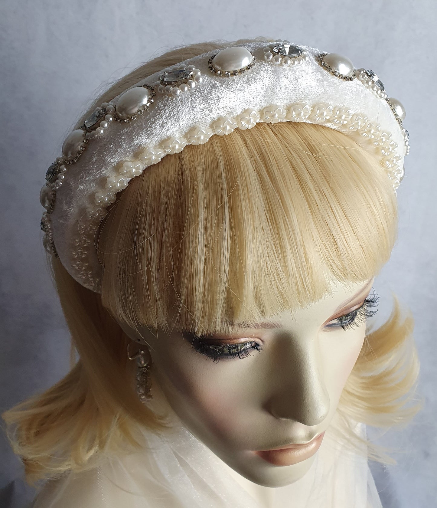 Handgemaakte hoofdband met parels en fluweel, elegante accessoire voor bruidsmeisje, hoofdband voor speciale gelegenheden