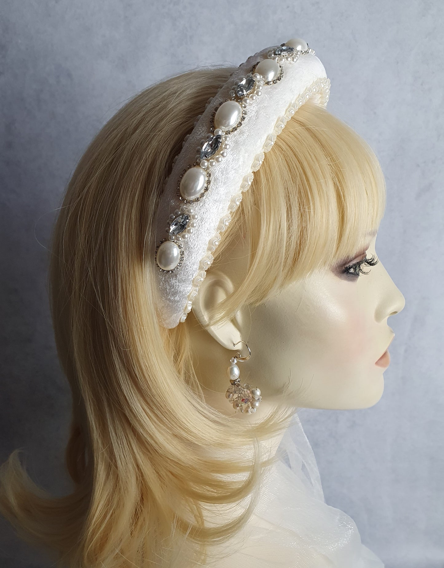 Handgemaakte hoofdband met parels en fluweel, elegante accessoire voor bruidsmeisje, hoofdband voor speciale gelegenheden