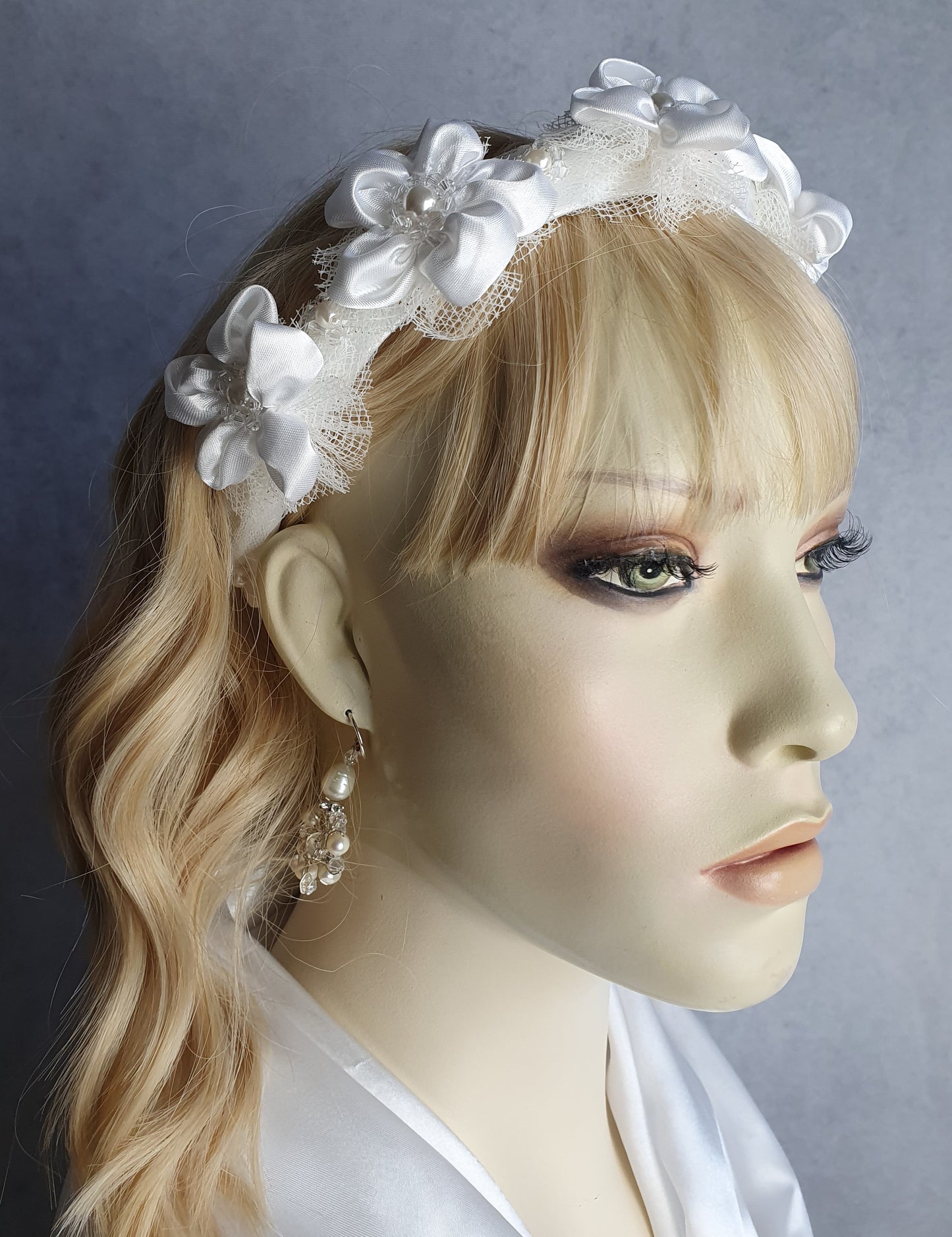 Handgemaakte hoofdband met zijden bloemen en parels - Mooie diadeem, bruiloftshoofdband elegant tiara, speciale gelegenheid