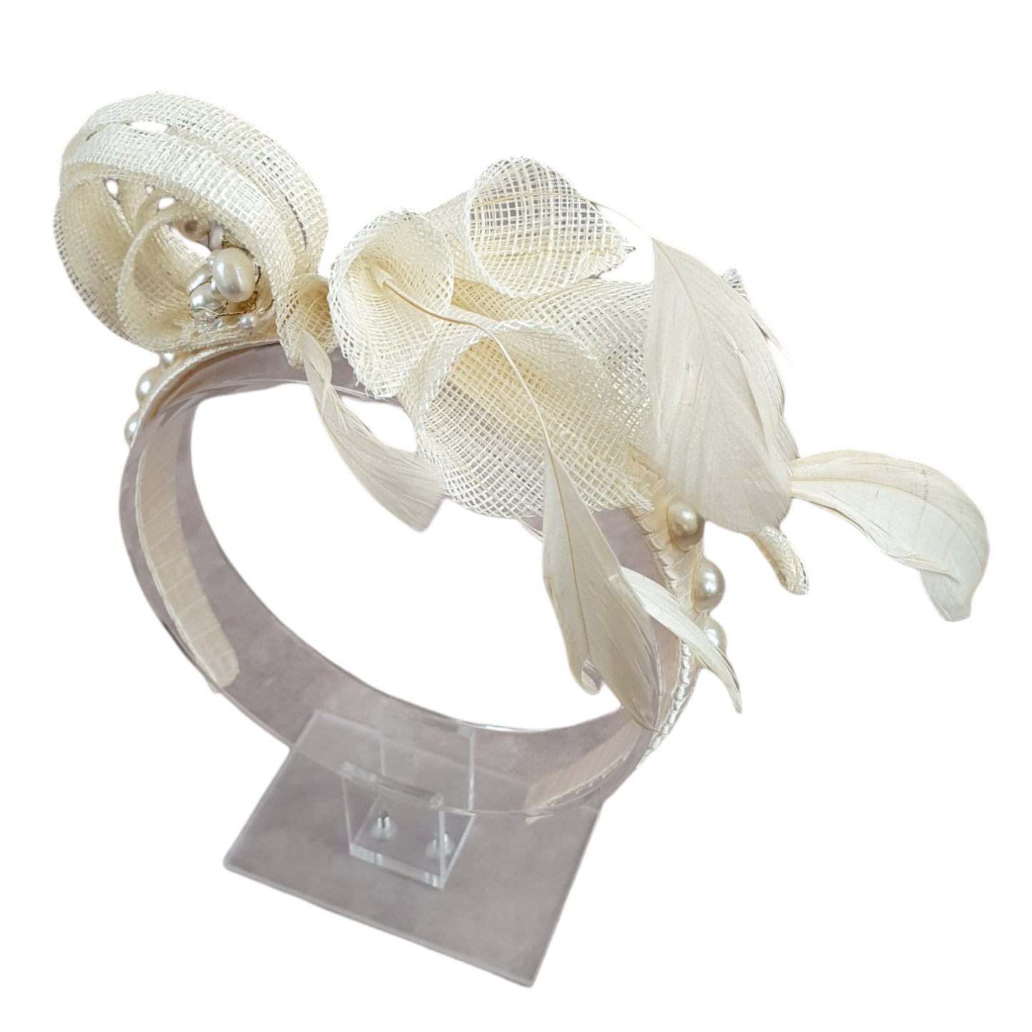 Handgemaakte sinamay hoofdband, diadeem met sluier, bruidstiara, perfect voor bruiloften en feestelijke gelegenheden