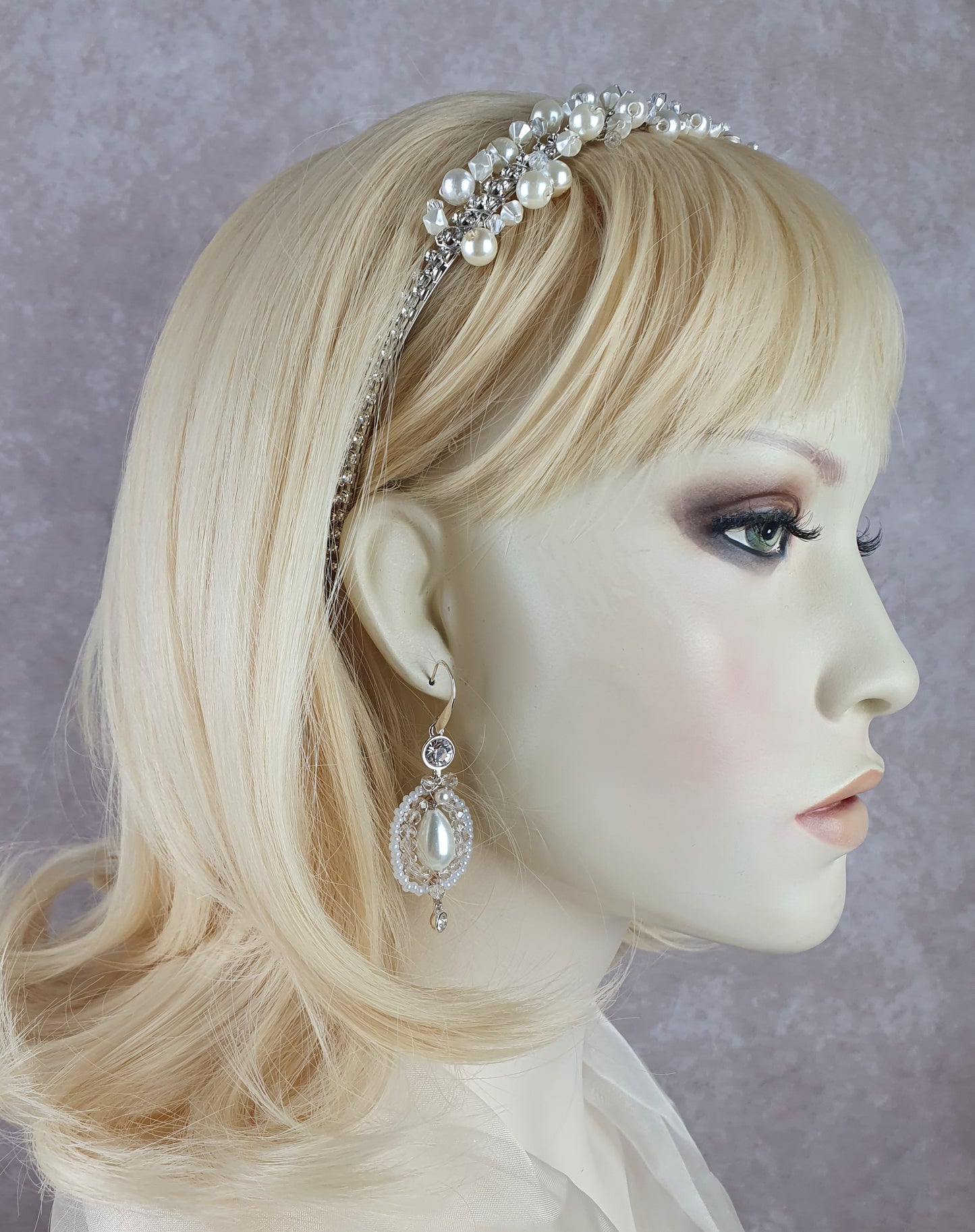 Bruids tiara met zwanenveren en parels bruiloft tiara- Handgemaakte tiara bruids huwelijk, hoofdtooi evenement tiara, haaraccessoires