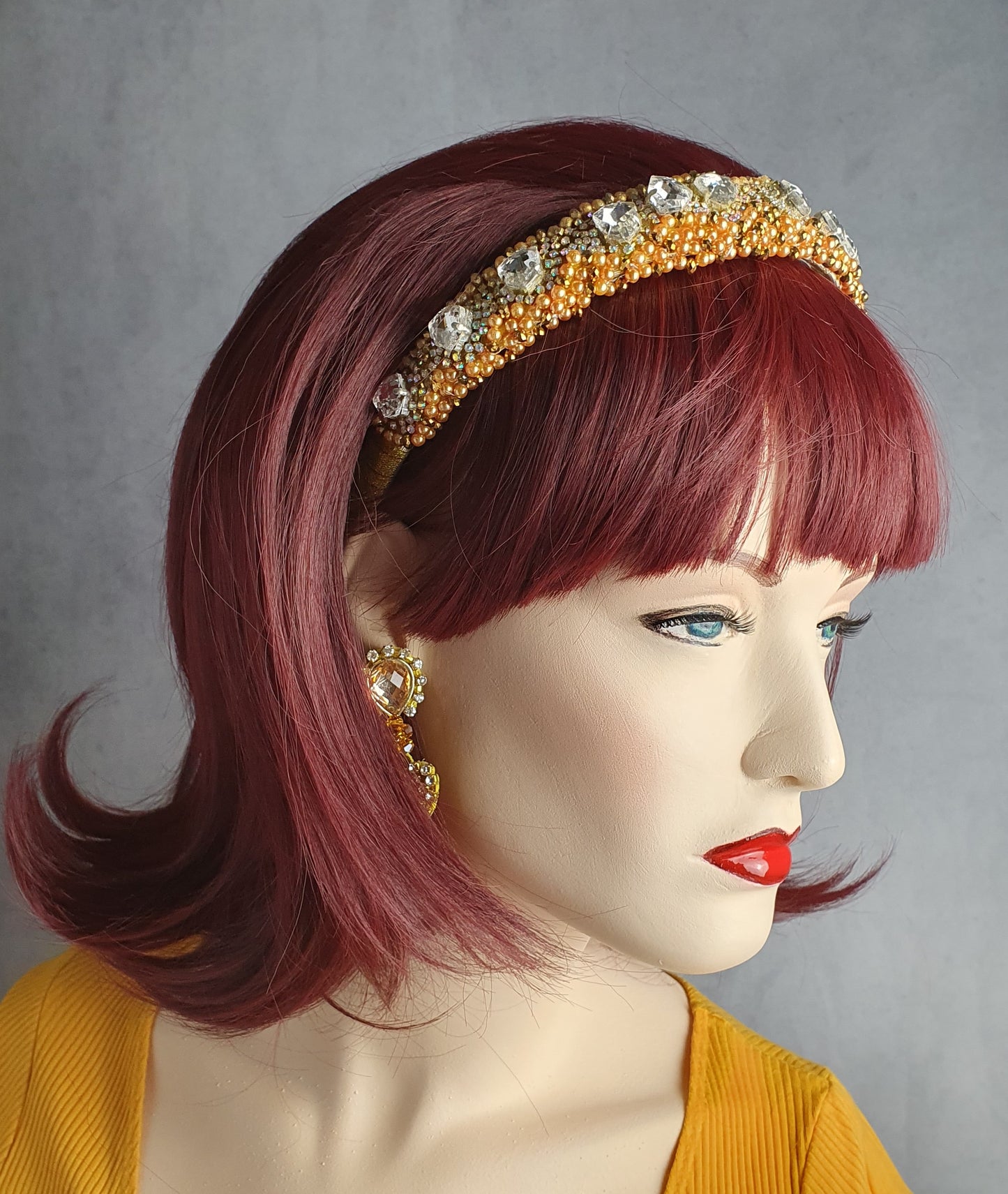 Handgemaakte diadeem met kristallen stenen en parels - Gast tiara, unieke feestelijke tiara, bruiloft, speciaal voor elke gebeurtenis