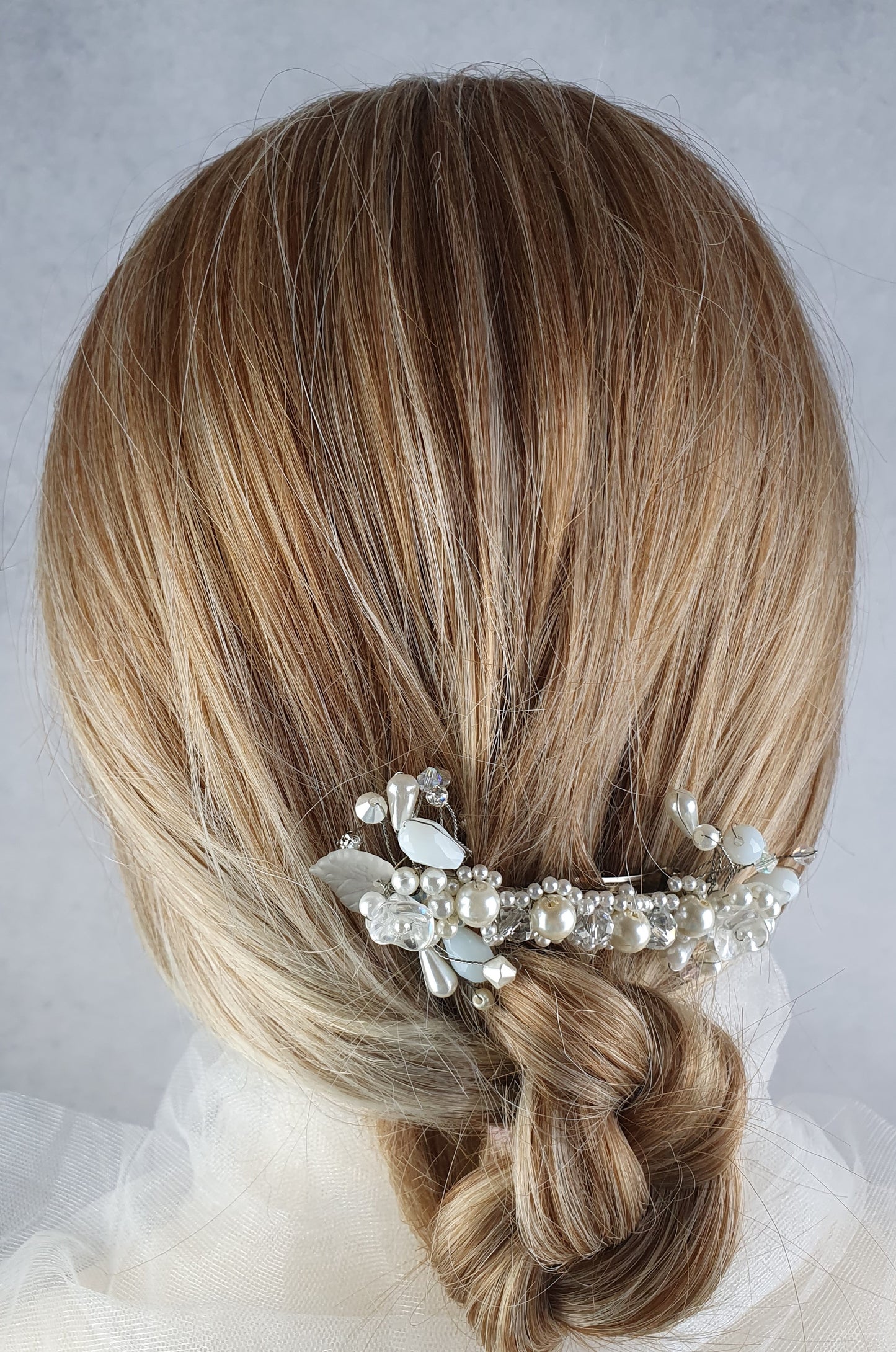 Handgemaakte kleine haarclip voor bruiden of gasten - haaraccessoires, zilveren parels haar clip, speciale gelegenheid