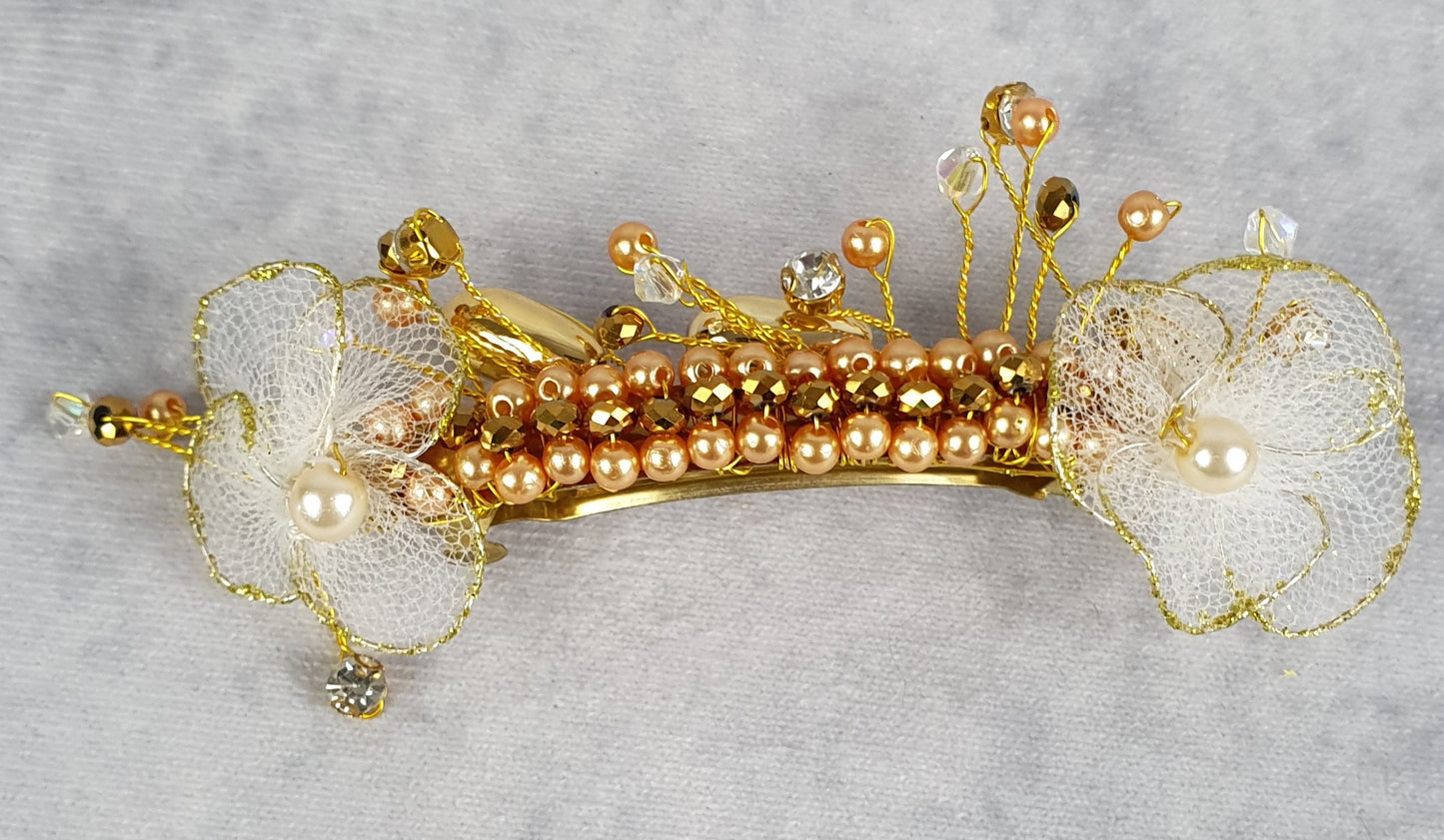 Handgemaakt kleine haar clip bruiden haaraccessoire - Elegant Haaraccessoire voor Bruiloften, Gasten en Feesten, Goudkleurige Metalen Kam