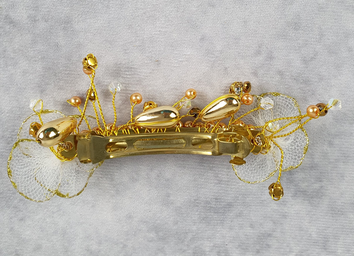 Handgemaakt kleine haar clip bruiden haaraccessoire - Elegant Haaraccessoire voor Bruiloften, Gasten en Feesten, Goudkleurige Metalen Kam