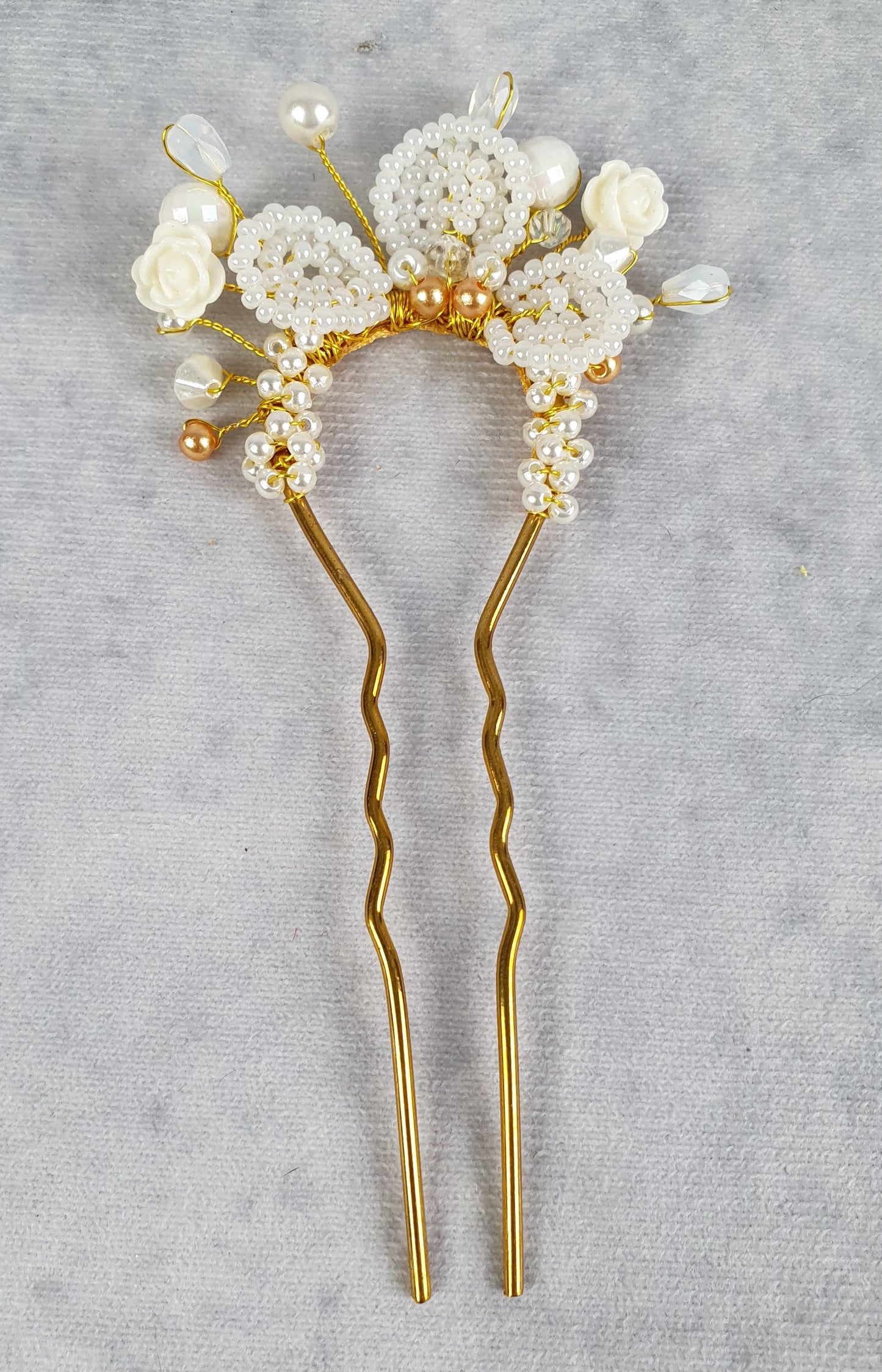 Bruidshaarspeld met kunst parels, haarkam, kunststof rozen, speciale gelegenheden