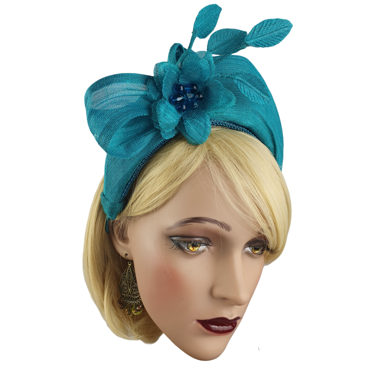 Groene handgemaakte hoofdband met abaca zijde, elegante hoofdband voor bruiloft-gasten, fascinator voor dames, speciale gelegenheden