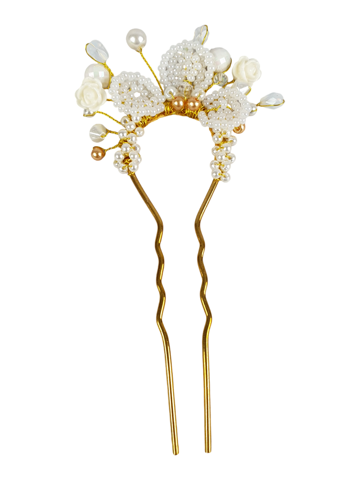 Bruidshaarspeld met kunst parels, haarkam, kunststof rozen, speciale gelegenheden