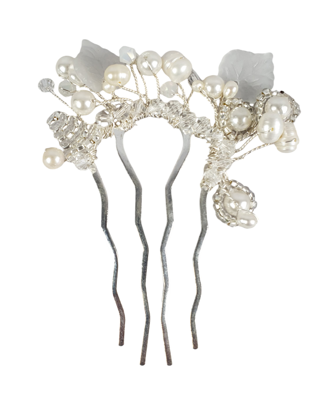 Handgemaakte bruids haarkam met witte zoetwaterparels, Elegant en uniek voor speciale gelegenheden, haaraccessoires