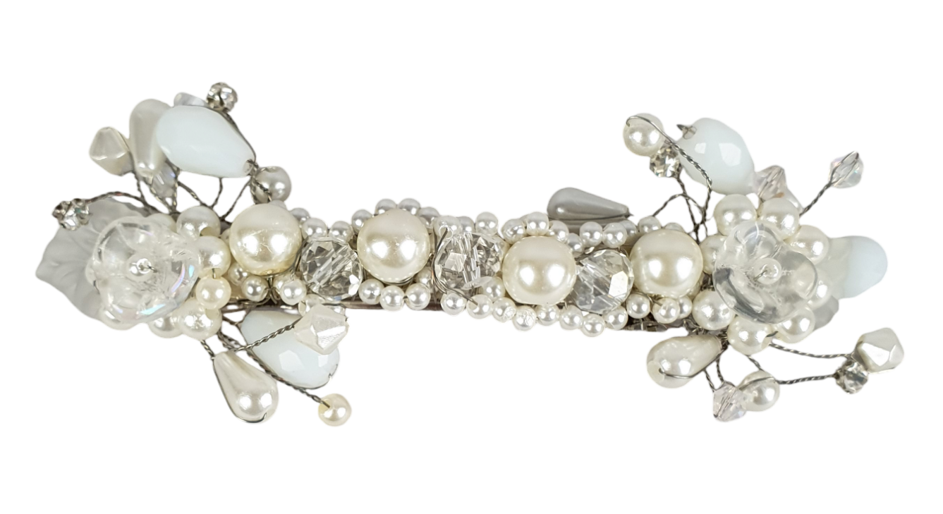 Handgemaakte kleine haarclip voor bruiden of gasten - haaraccessoires, zilveren parels haar clip, speciale gelegenheid