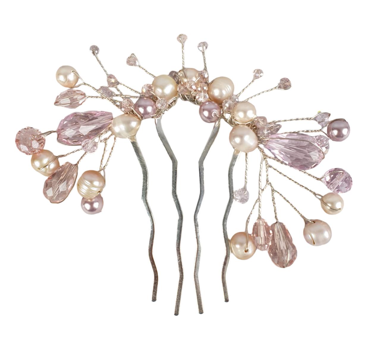 Handgemaakte bruidskam met zoetwaterparels -Elegante haaraccessoire voor bruiloften, fujiyuan metalen kam, gasten en partijen