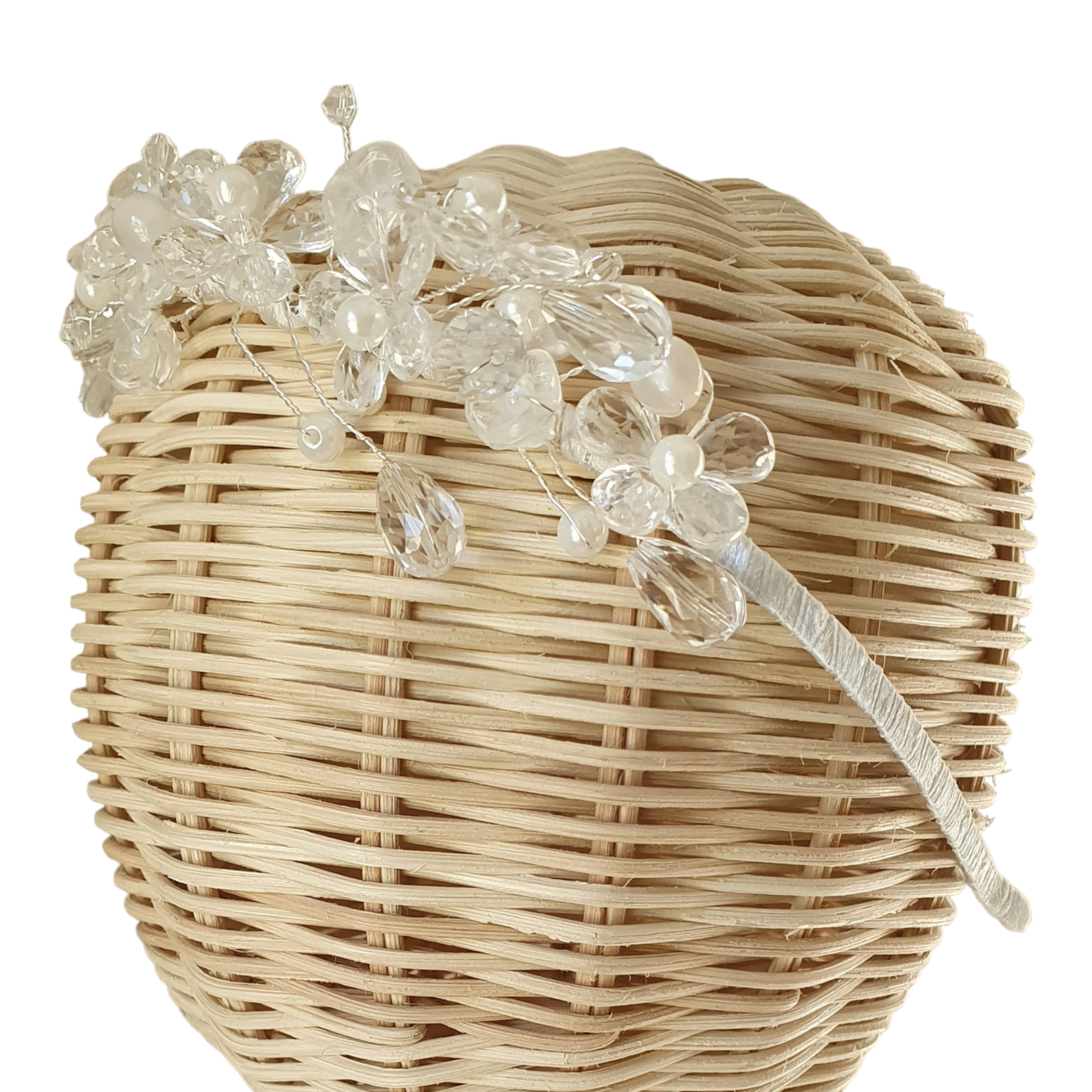 Handgemaakte bruidshoofdband met kunststof bloemen, tiara, haaraccessoire, diadeem, elegante tiara, speciaal evenementen