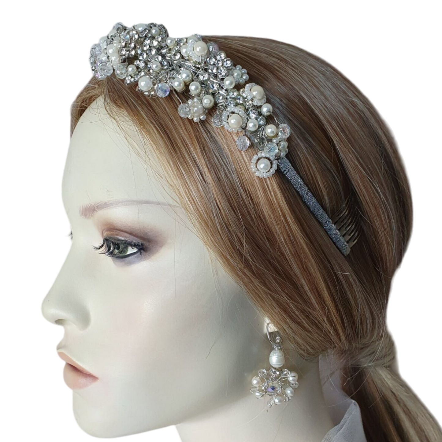 Bruiloft tiara met kristallen stenen en parels, handgemaakt, bruids tiara, bruids diaeem, bruids tiara, dames tiara, speciale gelegenheid