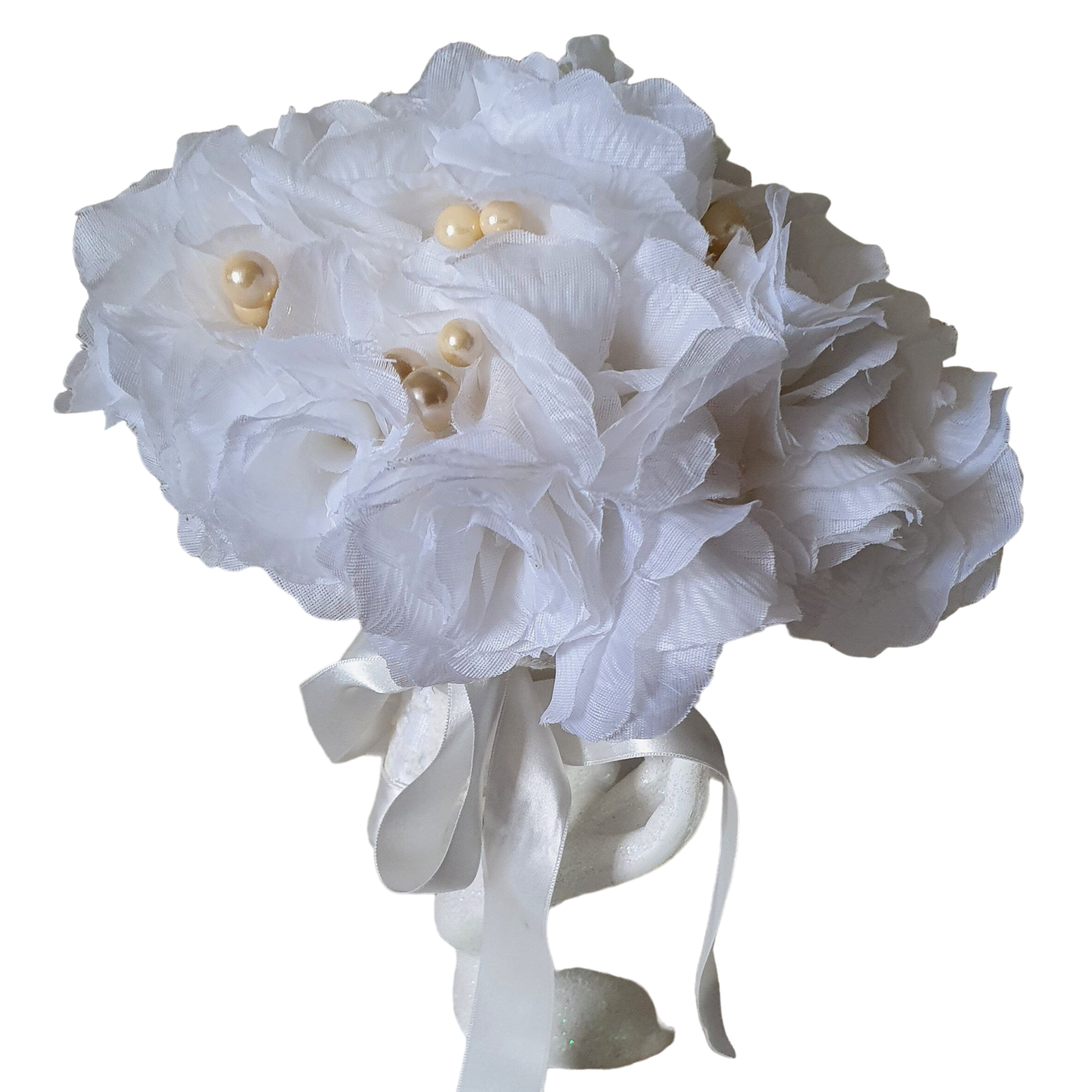 Handgemaakt bruidsboeket met parels en rozen, Elegante bruidsboeket, Trouwdag, Damesboeketten, Boeketbloemen, millinery.
