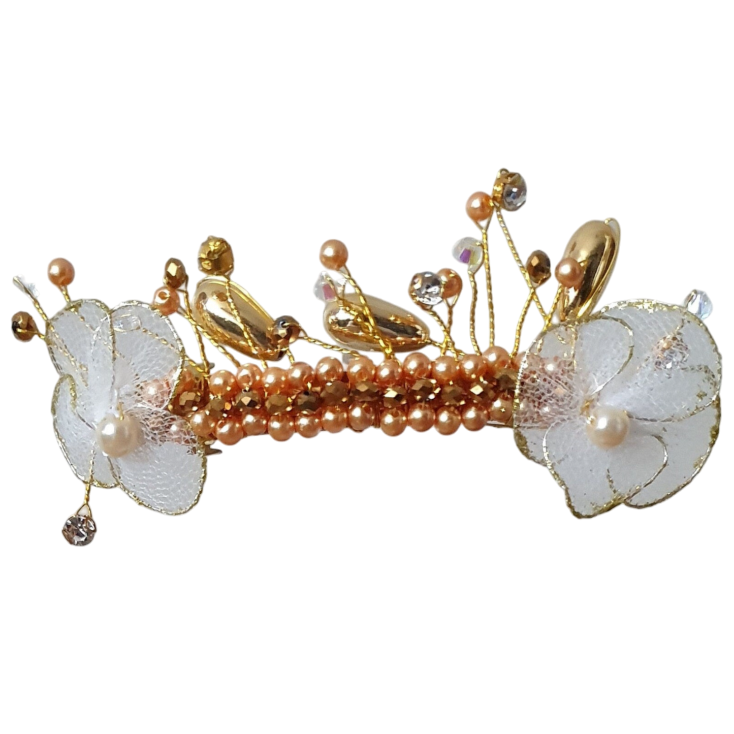 Handgemaakt kleine haar clip bruiden haaraccessoire - Elegant Haaraccessoire voor Bruiloften, Gasten en Feesten, Goudkleurige Metalen Kam