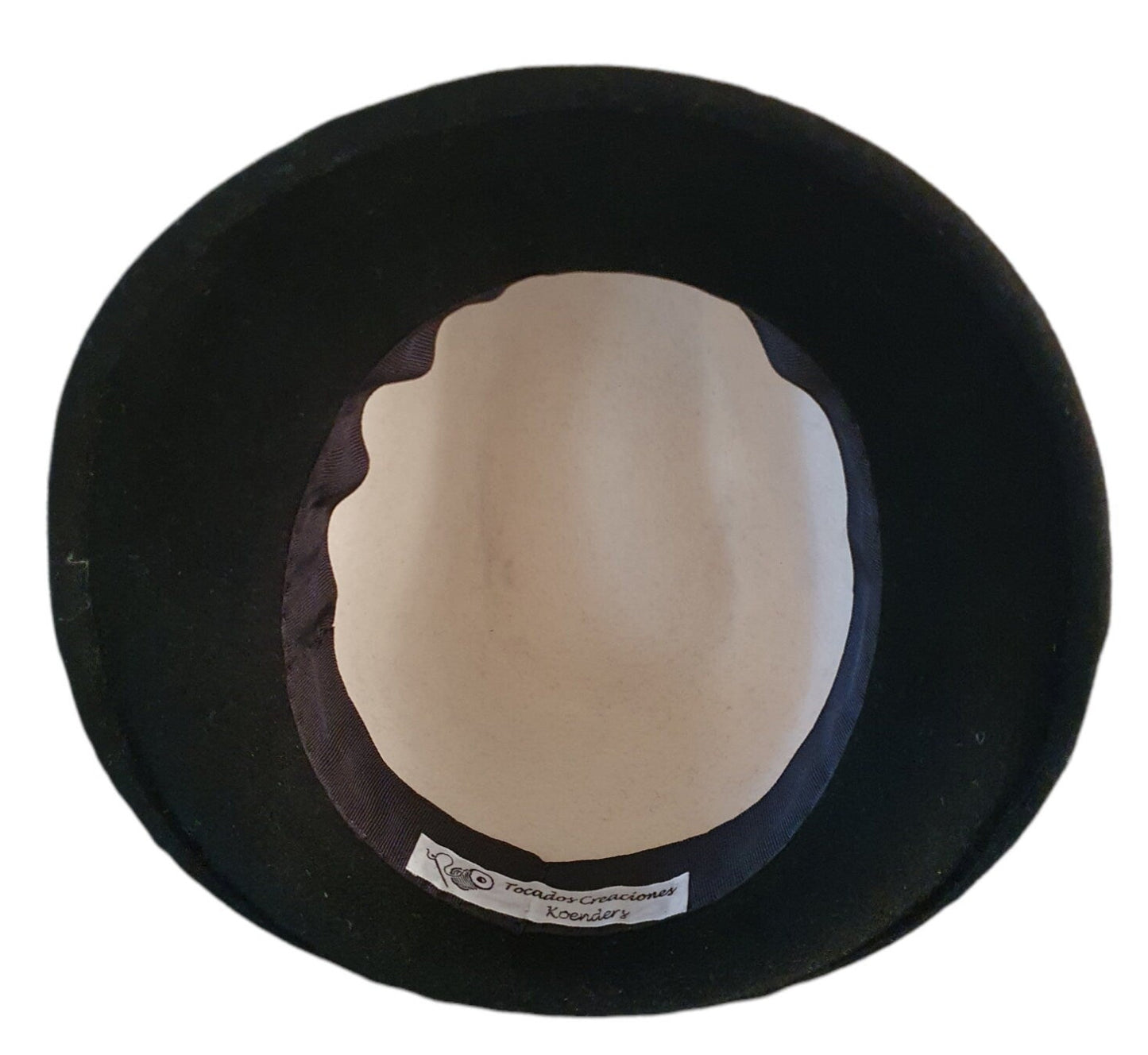 Elegante dameshoed zwart en wit vilt hoed fedora- stijlvolle fascinator, viltenhoed, hoofddeksel