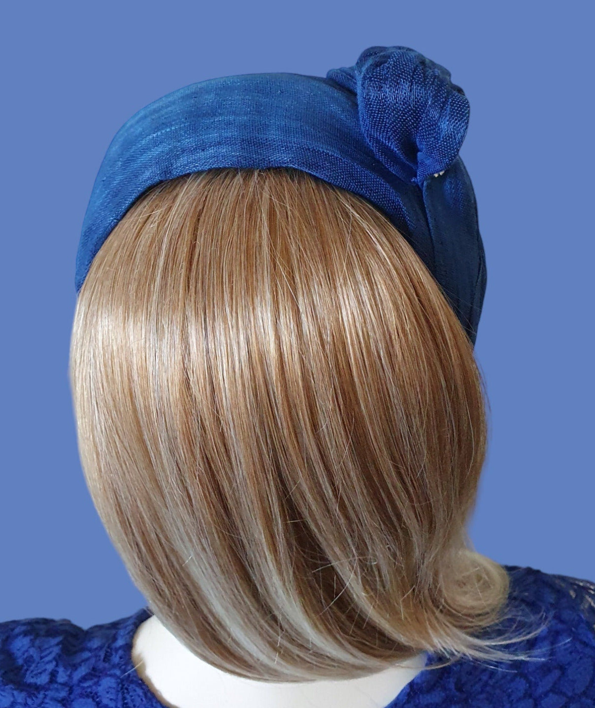 Elegante handgemaakte blauwe hoofdband met zijden abaca bloemensteentjes, gasthoofdband, dameshoofddeksel, bruiloft, speciale evenementen