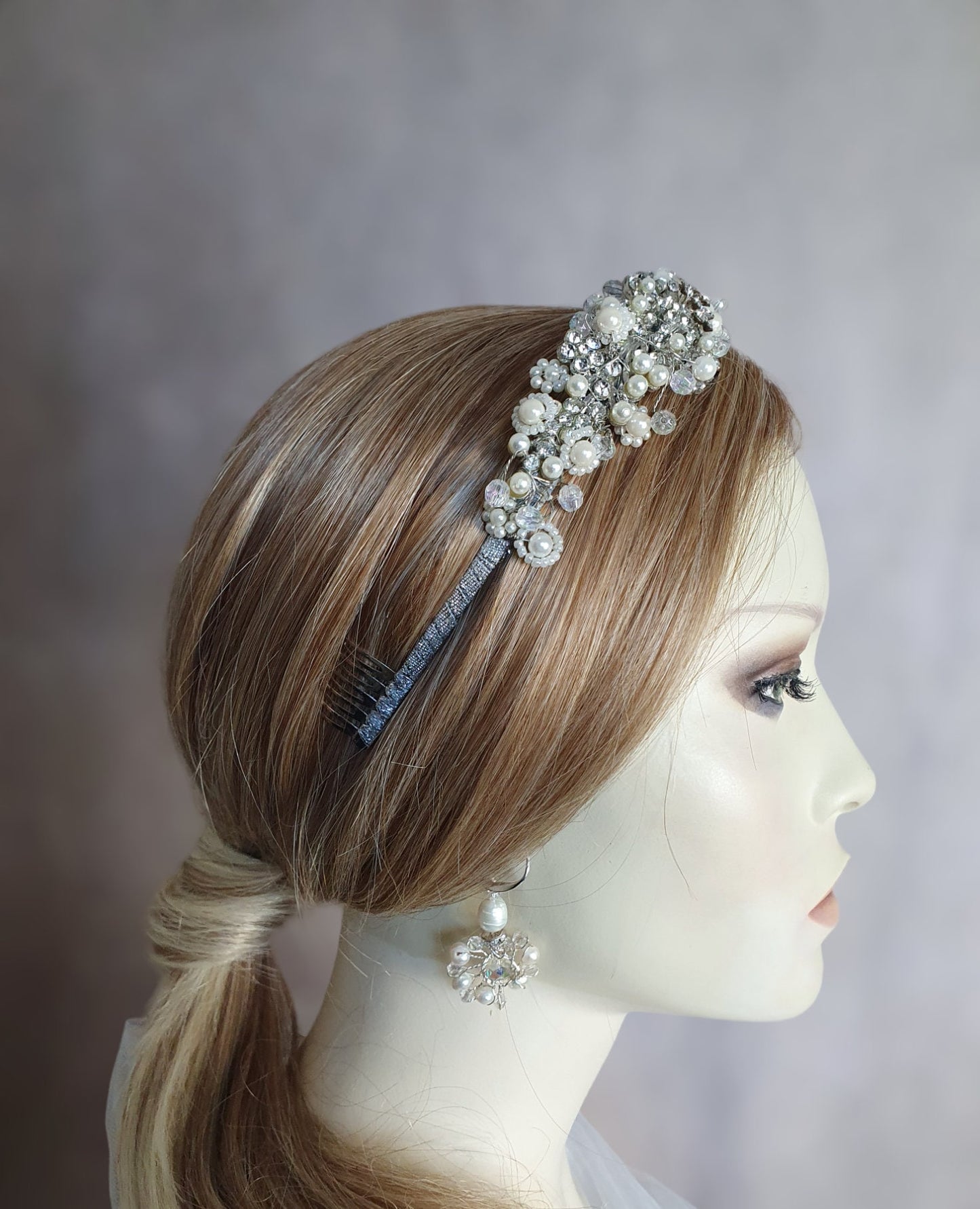 Bruiloft tiara met kristallen stenen en parels, handgemaakt, bruids tiara, bruids diaeem, bruids tiara, dames tiara, speciale gelegenheid