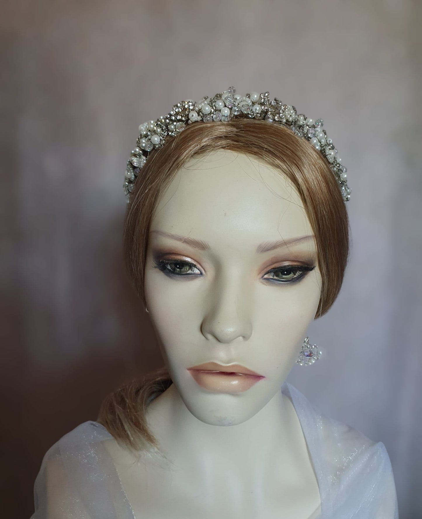 Bruiloft tiara met kristallen stenen en parels, handgemaakt, bruids tiara, bruids diaeem, bruids tiara, dames tiara, speciale gelegenheid