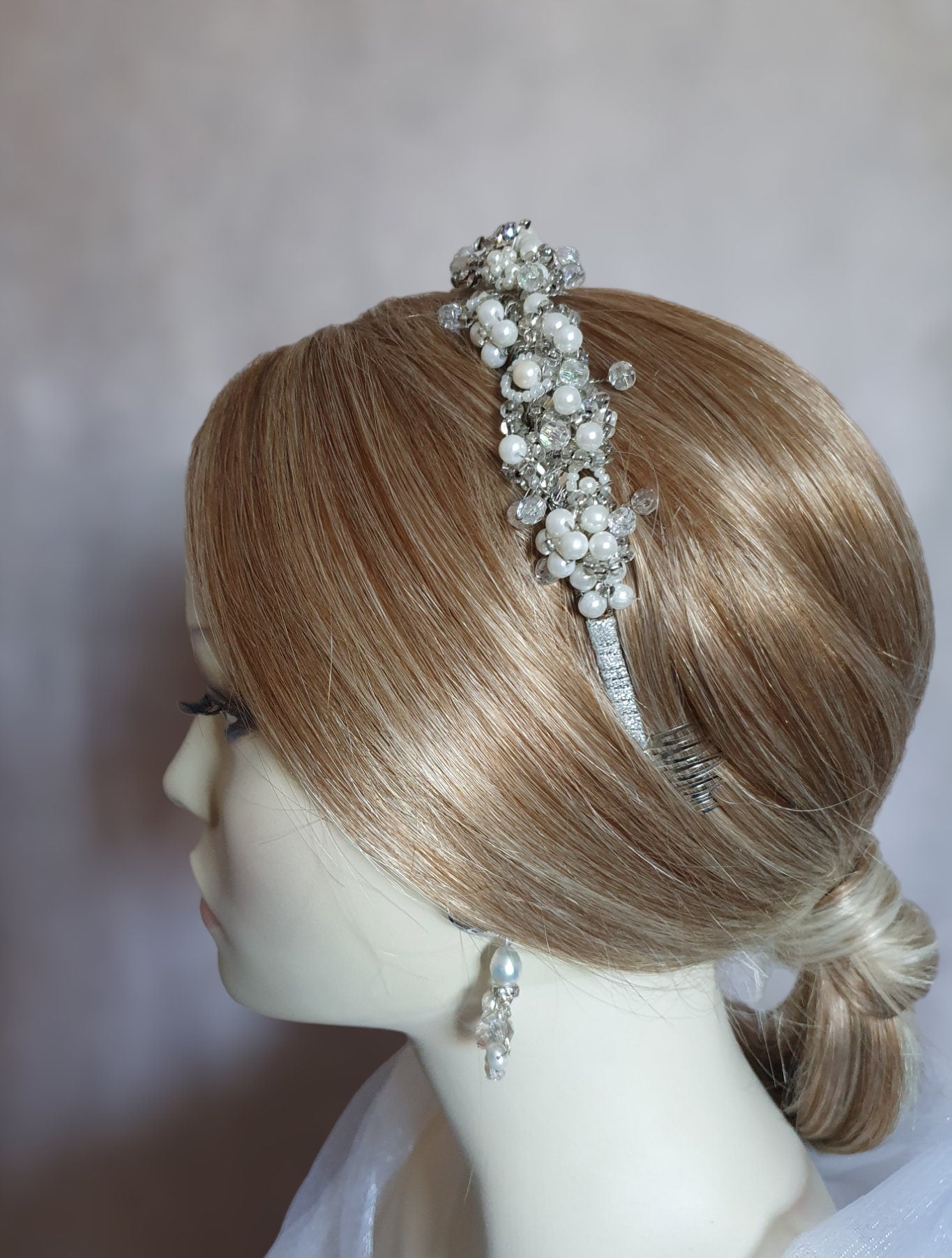 Bruiloft tiara met kristallen stenen en parels, handgemaakt, bruids tiara, bruids diaeem, bruids tiara, dames tiara, speciale gelegenheid