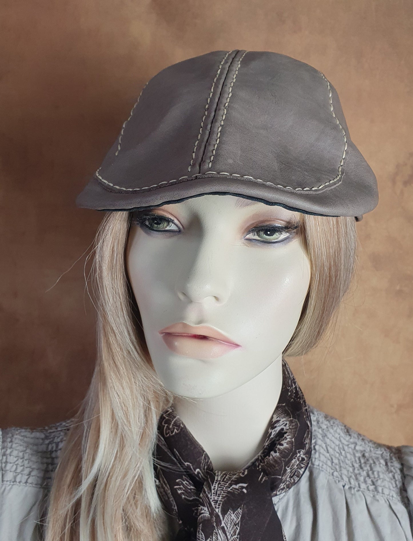 Handgemaakte Lierys Vintage Modderbruine Kafsleer Flat Cap, stijlvolle pet, natuurlijk leer - Unisex hoed