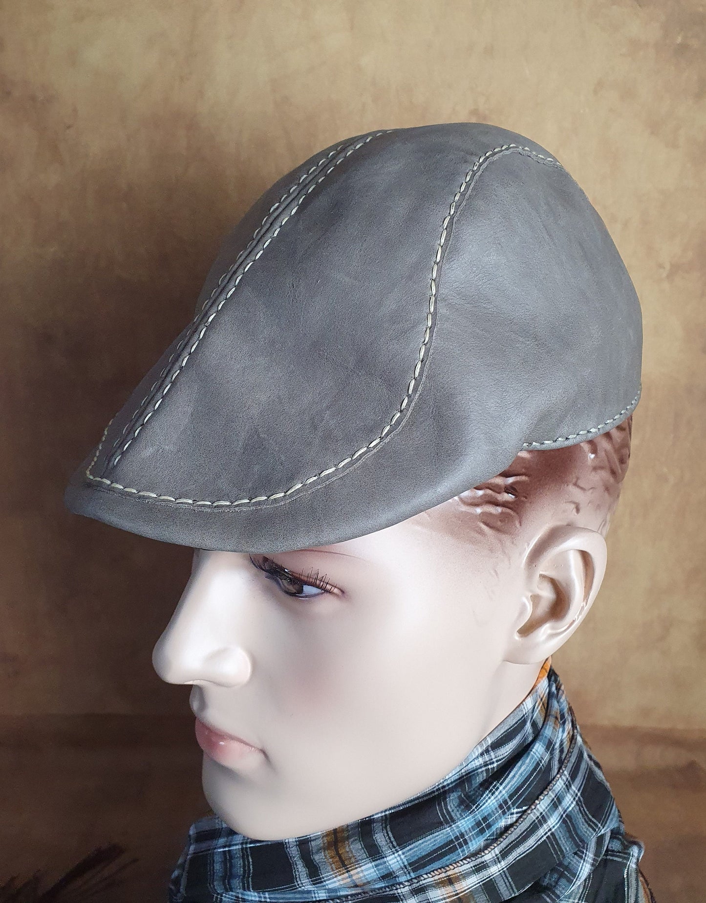 Handgemaakte Lierys Vintage Modderbruine Kafsleer Flat Cap, stijlvolle pet, natuurlijk leer - Unisex hoed