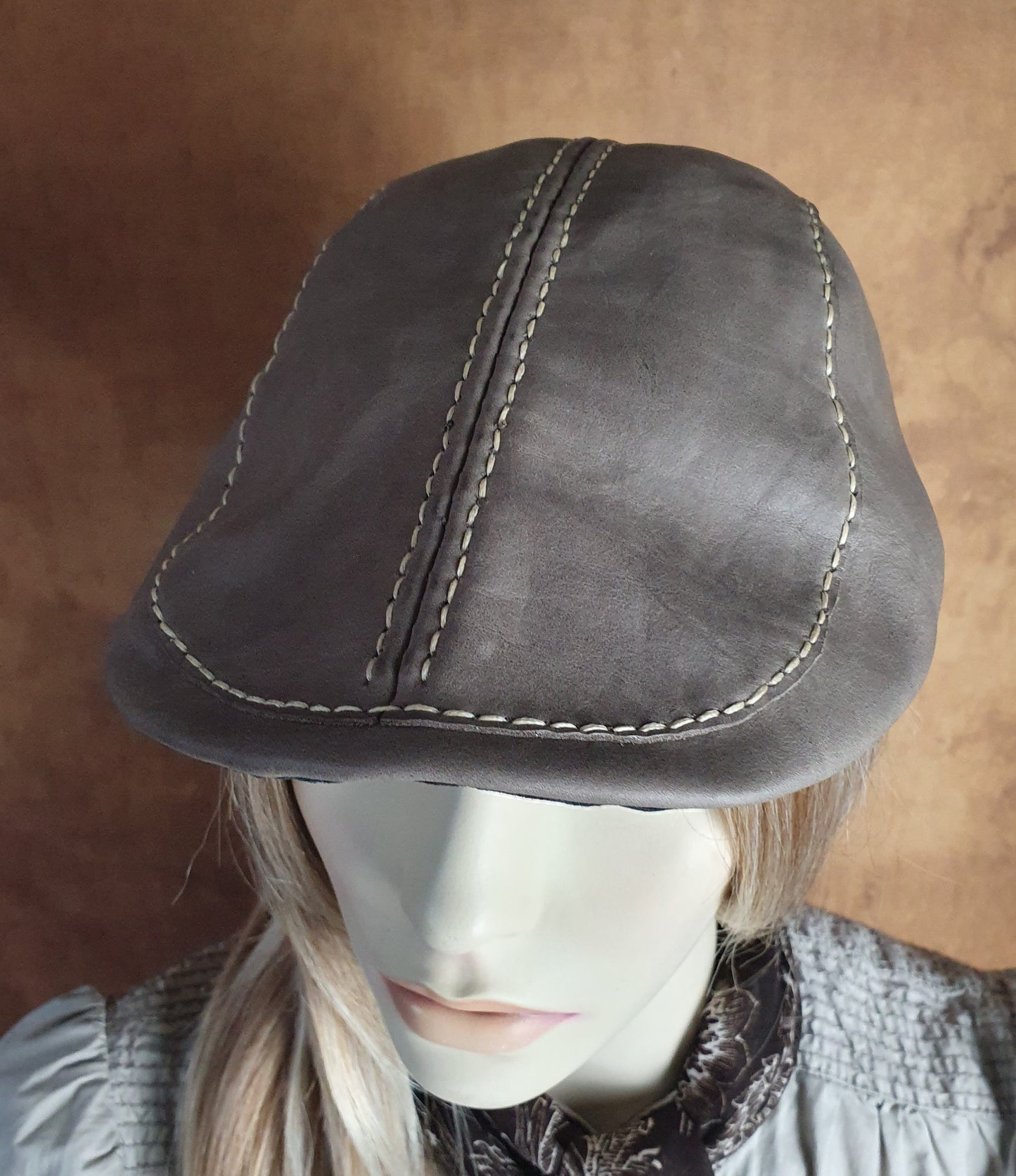Handgemaakte Lierys Vintage Modderbruine Kafsleer Flat Cap, stijlvolle pet, natuurlijk leer - Unisex hoed