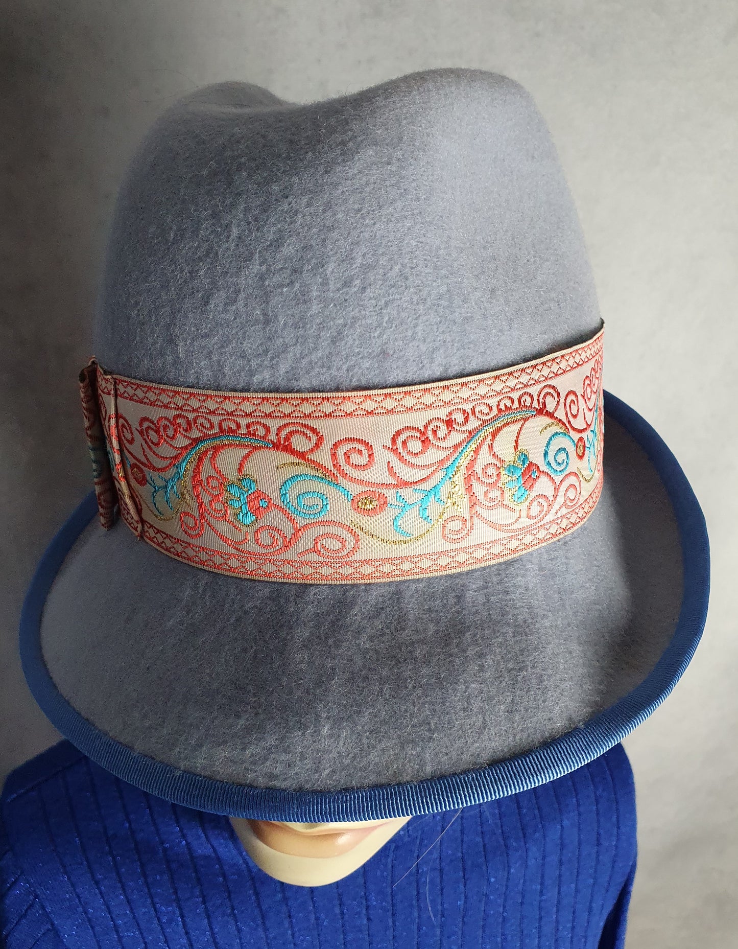 Handmade blue felt fedora hat for women and men, hair accessory, stylish hat unisex, winter hat- special occasions