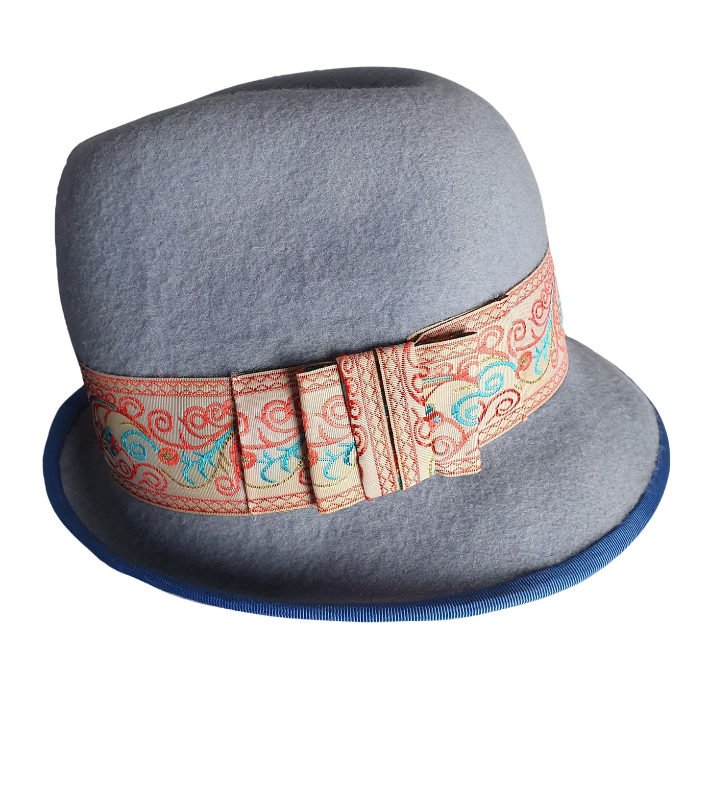 Handgemaakte blauwe vilten fedora hoed voor dames en heren, haaraccessoire, stijlvolle hoed unisex, winterhoed- speciale gelegenheden