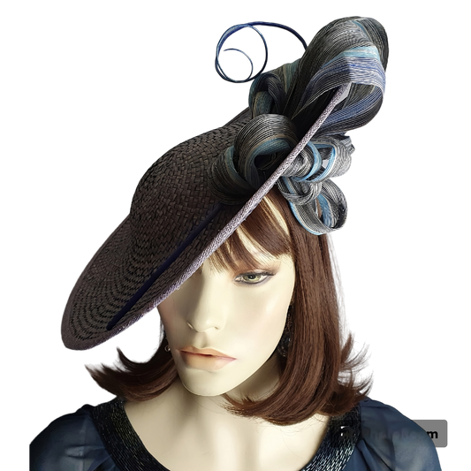Grijs Paarse hoed dames, fascinator handgemaakt van natuurlijke vezels met en abaca zijde, dames zomer hoed, speciale gelegenheden.