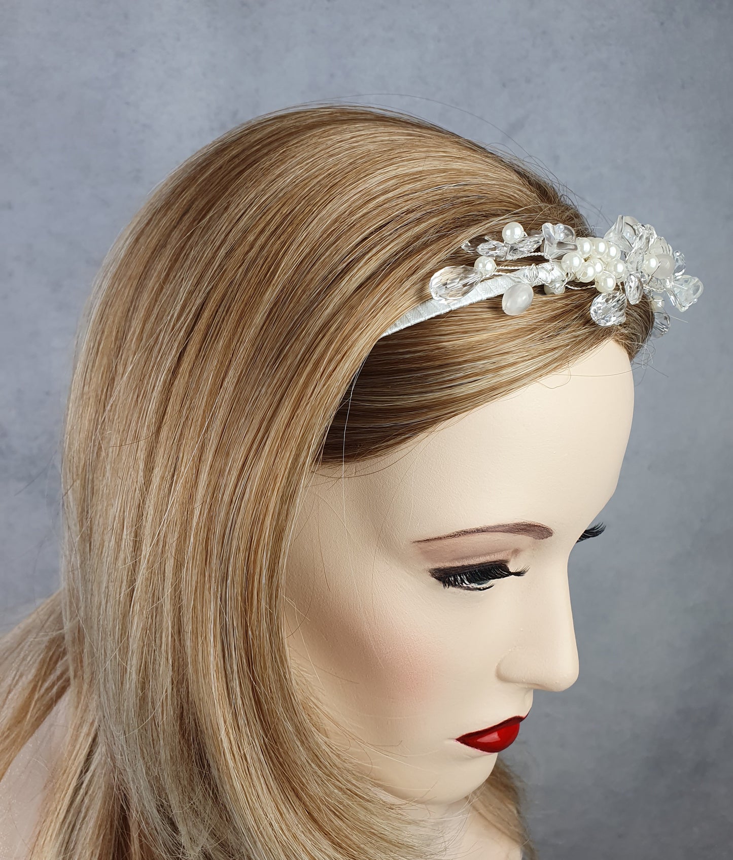 Handmade bridal headband with plastic flowers, tiara, hair accessory, diadem, elegant tiara, special events