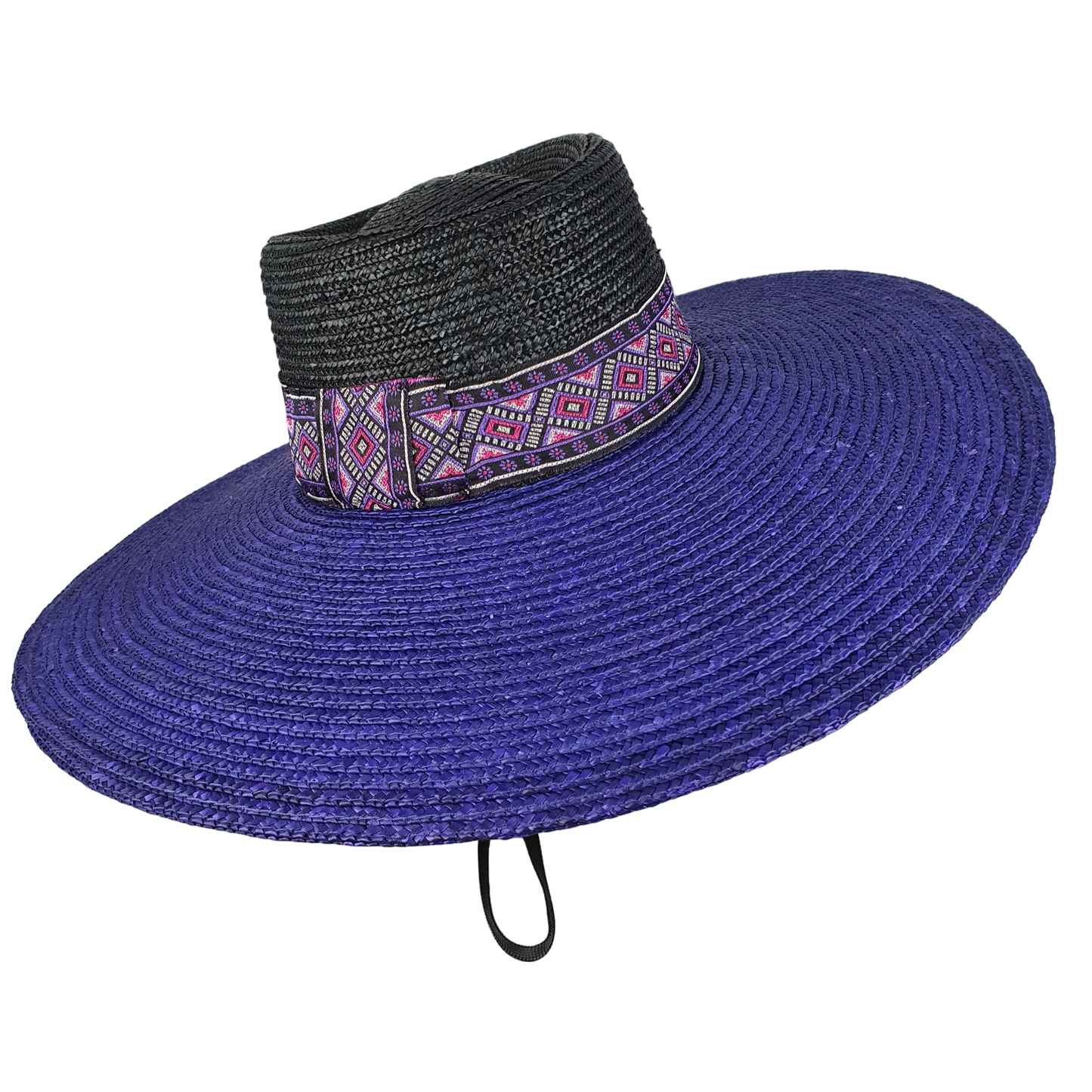 Sombrero de sol ancho para mujer - elegante sombrero de paja hecho a mano talla 54