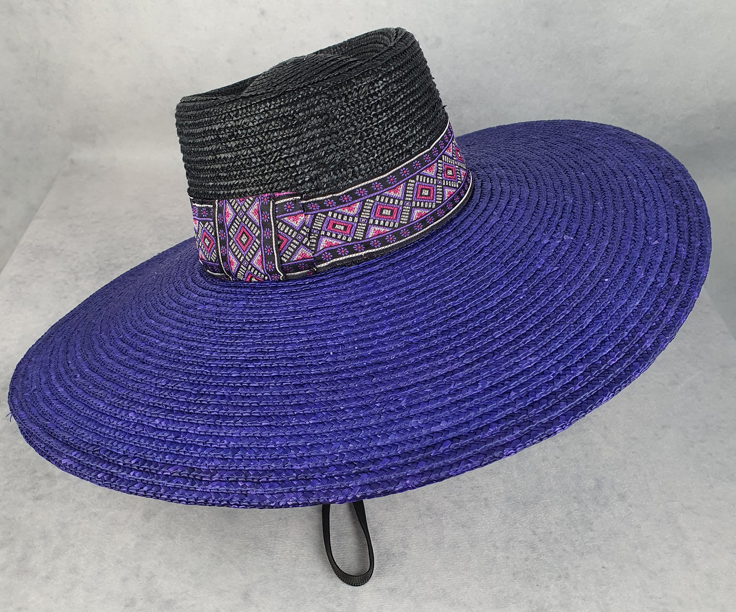 Sombrero de sol ancho para mujer - elegante sombrero de paja hecho a mano talla 54