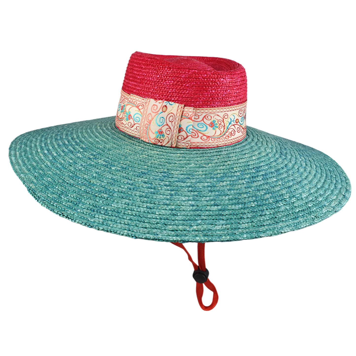 Sombrero de sol ancho para mujer - elegante sombrero de paja hecho a mano talla 54