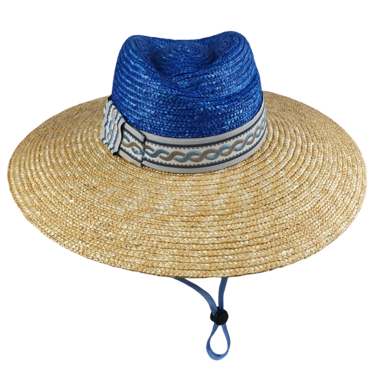 Wide sun hat women - elegant handmade straw hat size 54