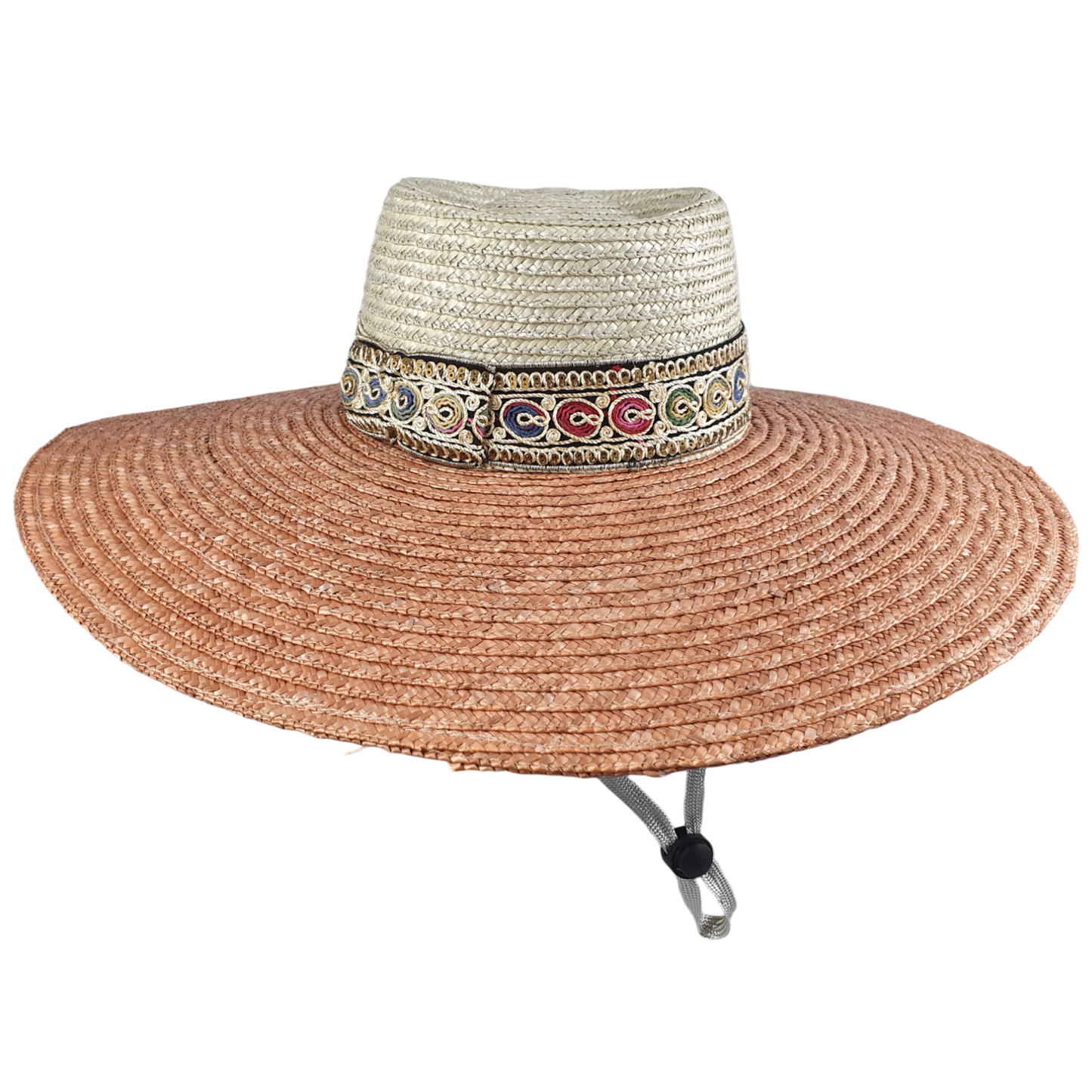 Sombrero de sol ancho para mujer - elegante sombrero de paja hecho a mano talla 54