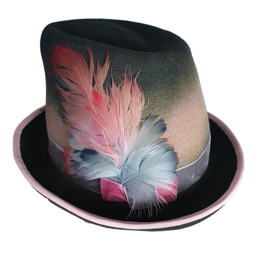 Handmade felt hat with swan feathers, asymmetrical hat, women's headpiece- perfect for special occasions