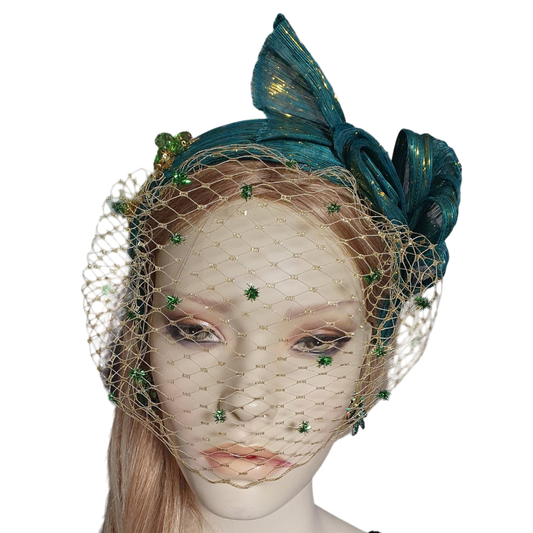 Diadema hecha a mano con abacá de seda y velo, sombrero de mujer, tiara, tocado para invitadas, diadema, eventos especiales