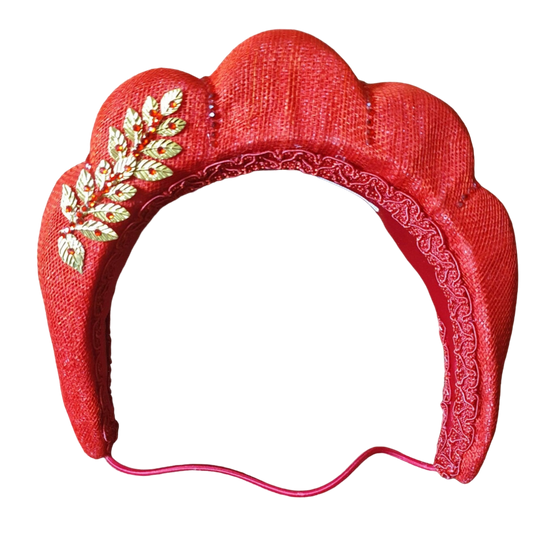 Handgemaakte sinamay hoofdband, haarband voor bruiloft gasten, met metalen bladeren, steentjes voor speciale formele gelegenheden of events.