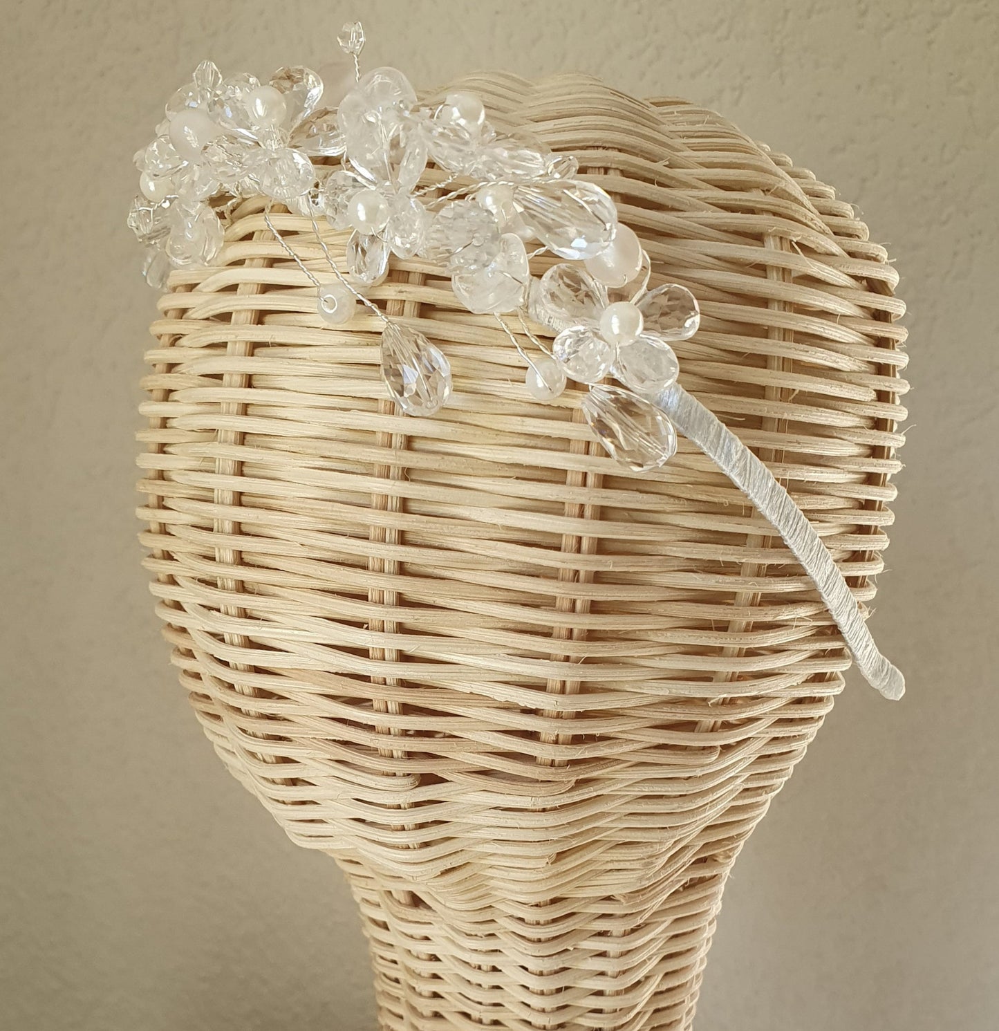 Handmade bridal headband with plastic flowers, tiara, hair accessory, diadem, elegant tiara, special events