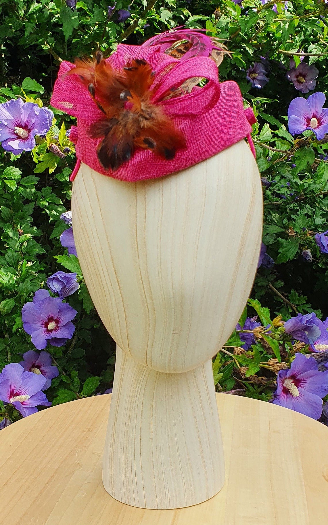 Handmade sinamay and pheasant feather fascinator, ladies hat, guest headdress, headdress for wedding, special occasions