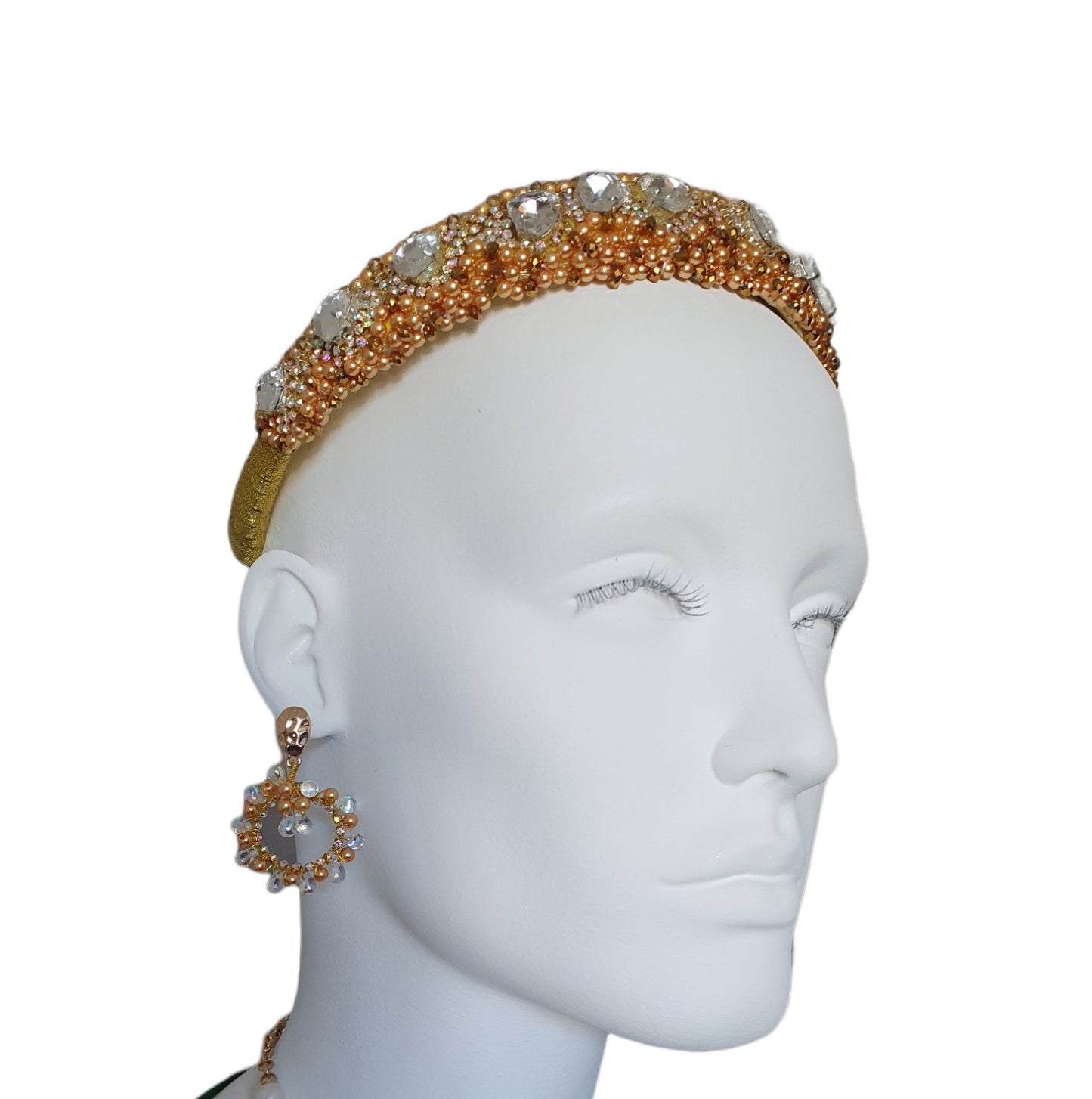Handgemaakte  diadeem met kristallen stenen en parels - Gast tiara, unieke feestelijke tiara, bruiloft, speciaal voor elke gebeurtenis