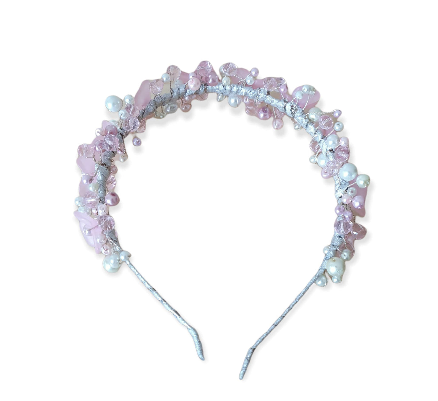 Handmade women's headband with plastic flowers, tiara, bridal diadem, hair accessories, guest tiara, special for events