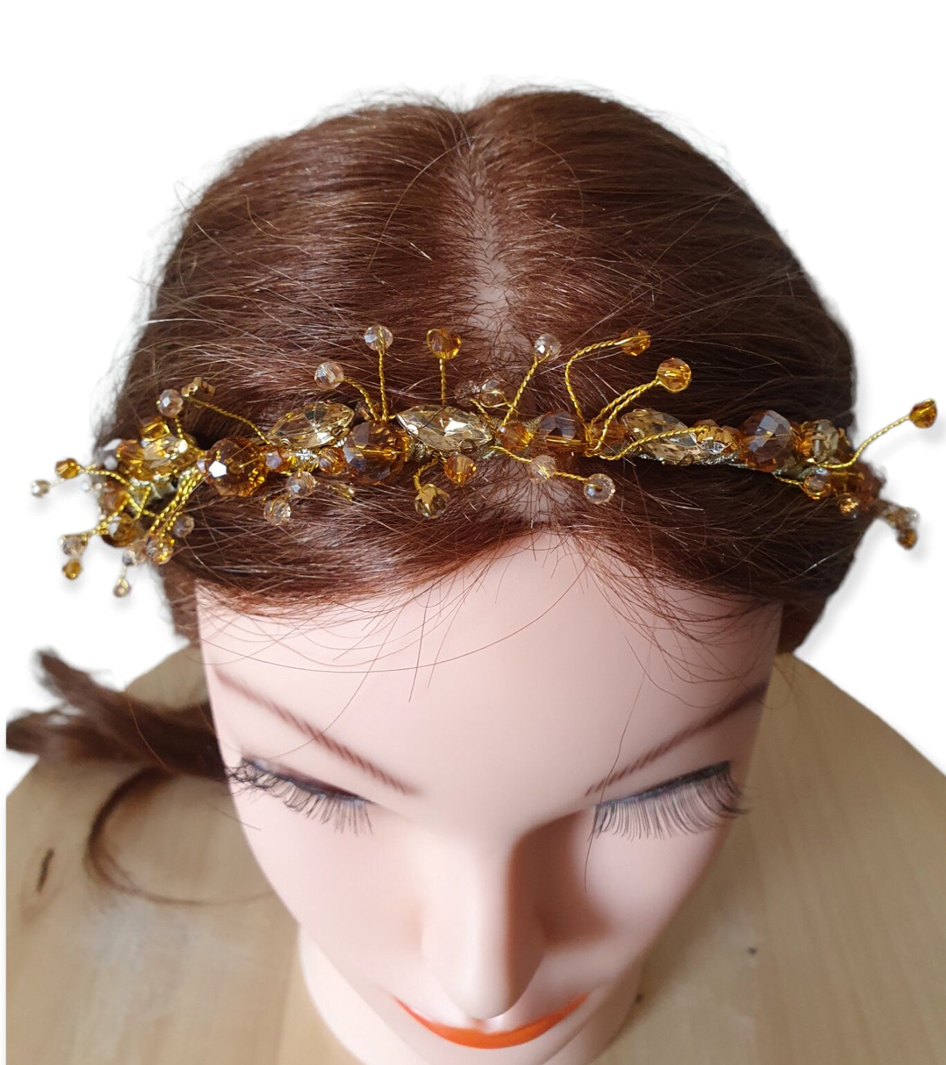 Handmade women's headband with plastic pearls, tiara, bridal diadem, hair accessories, guest tiara, special for events