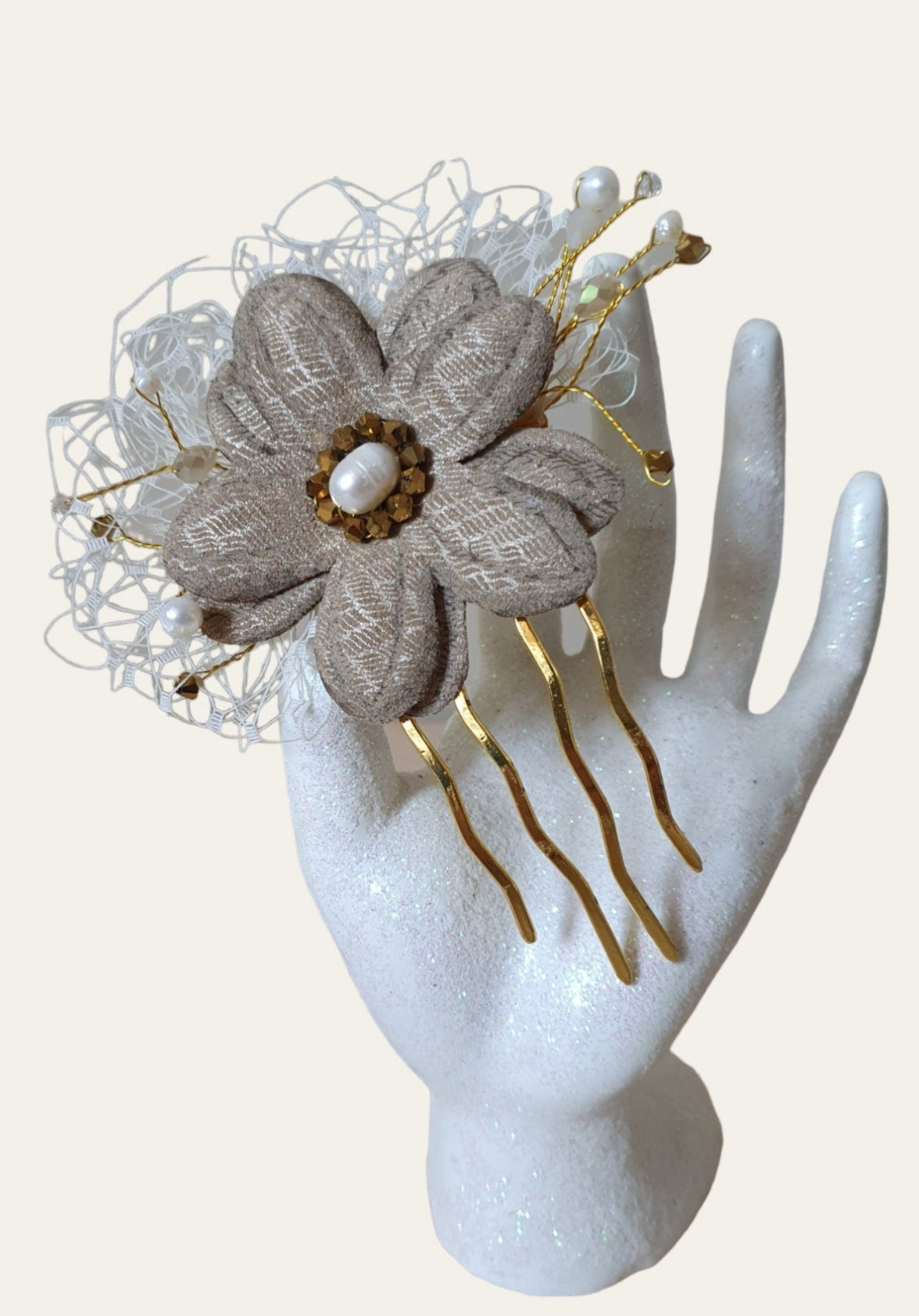 Peineta de novia hecha a mano con flor de cuero, Elegante y única para ocasiones especiales, complementos para el cabello