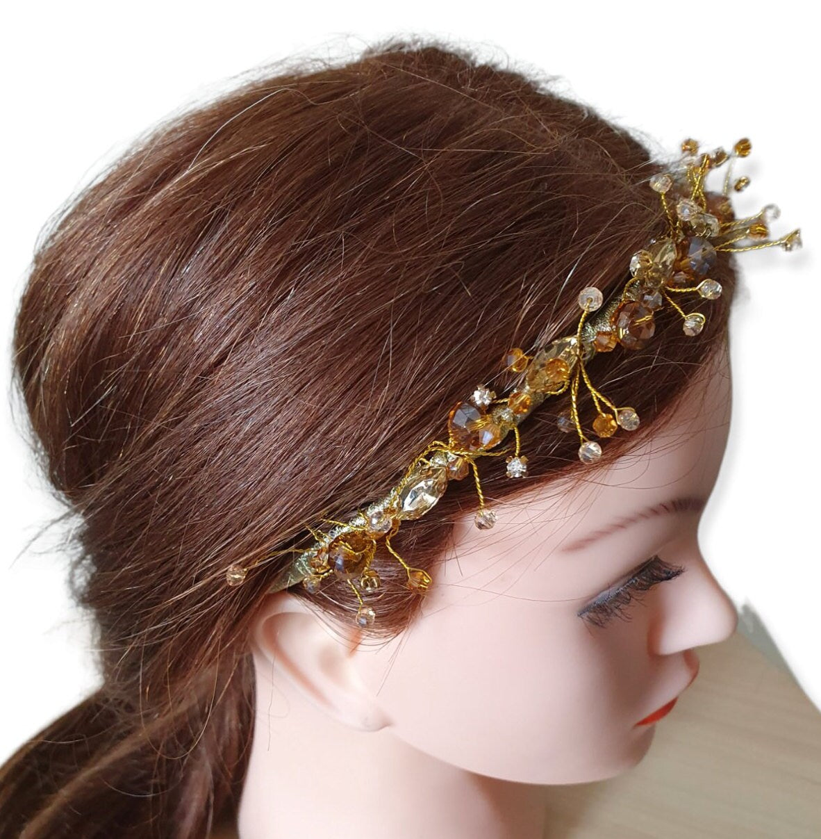 Handmade women's headband with plastic pearls, tiara, bridal diadem, hair accessories, guest tiara, special for events