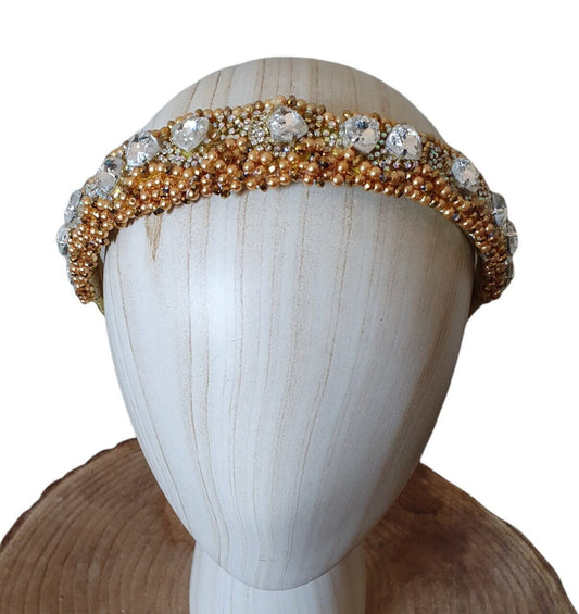 Handmade diadem with crystal stones and pearls - Guest tiara, unique festive tiara, wedding, special for any event